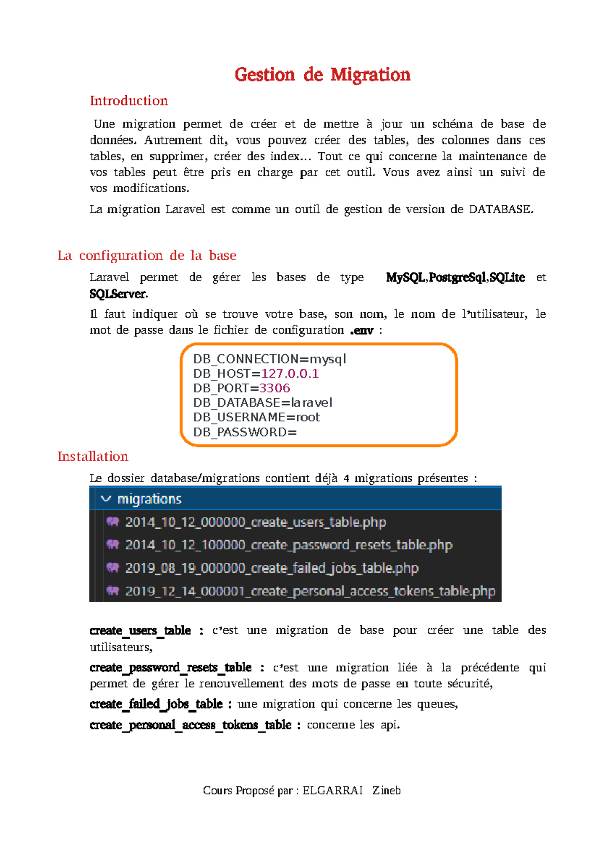S10 DB Migration - Introduction et Exécution des Migrations - Studocu