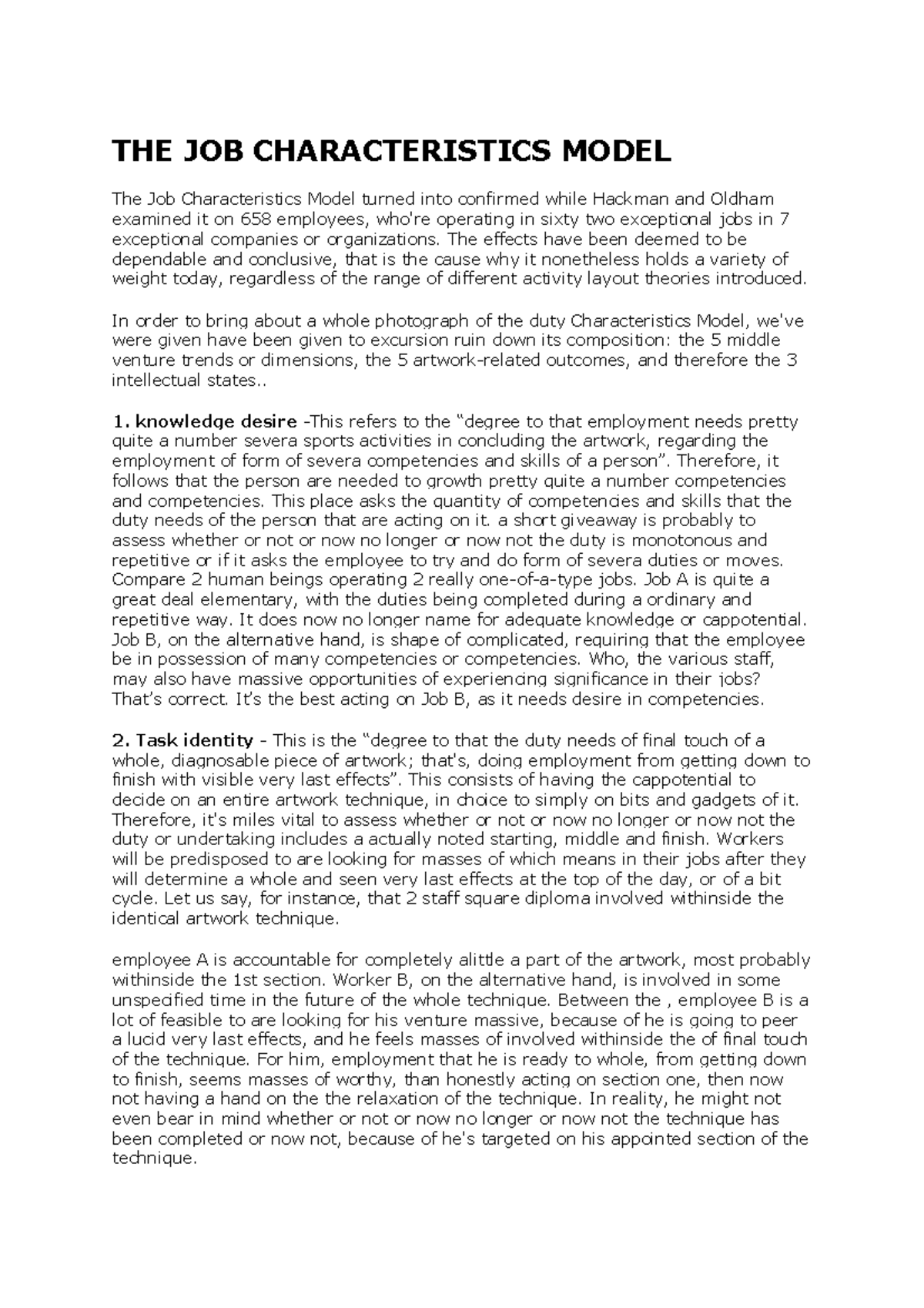 Job Characteristics Model Analysis: Insights for Effective Work Design ...