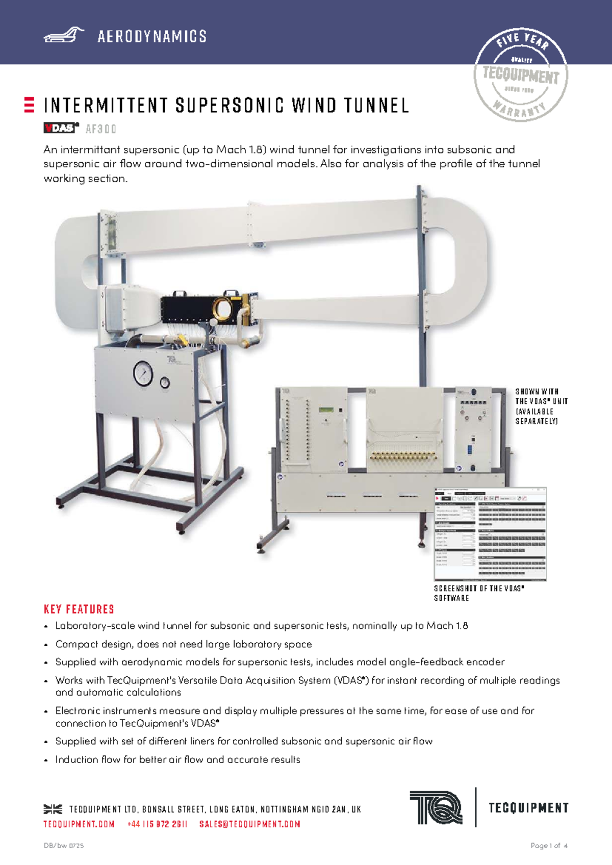 AF300 Intermittent Supersonic Wind Tunnel Datasheet - Studocu