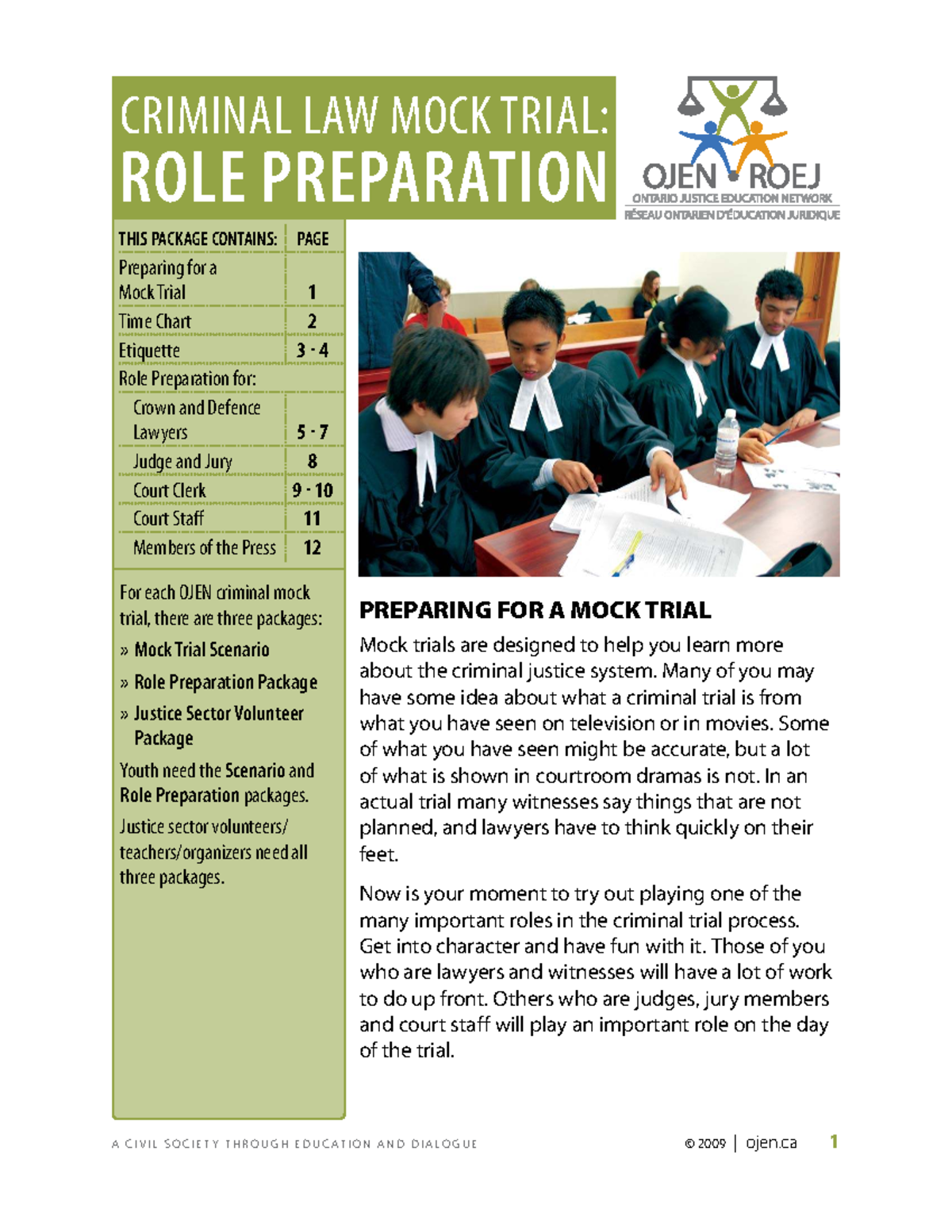 Criminal Law Mock Trial: Role Prep Guide for OJEN Participants - Studocu