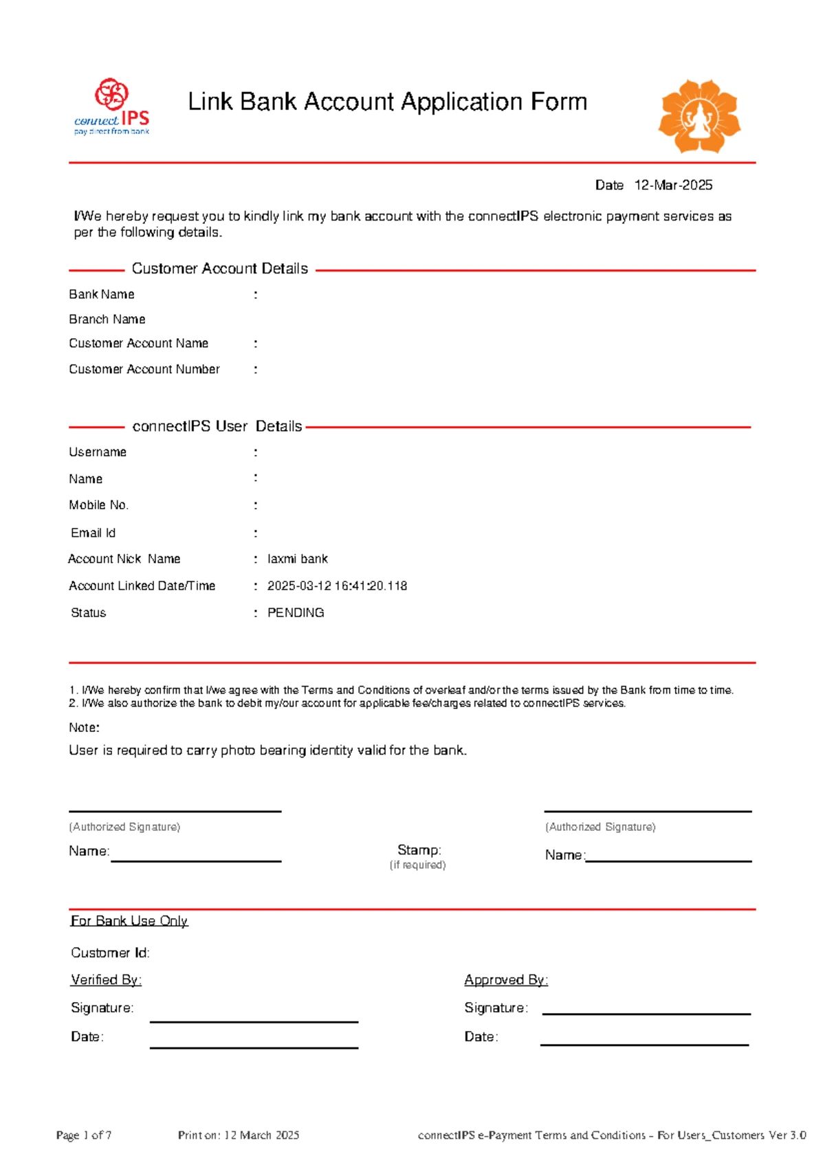 Connect IPS Form Download Instructions - Laxmi Bank 4 - Studocu