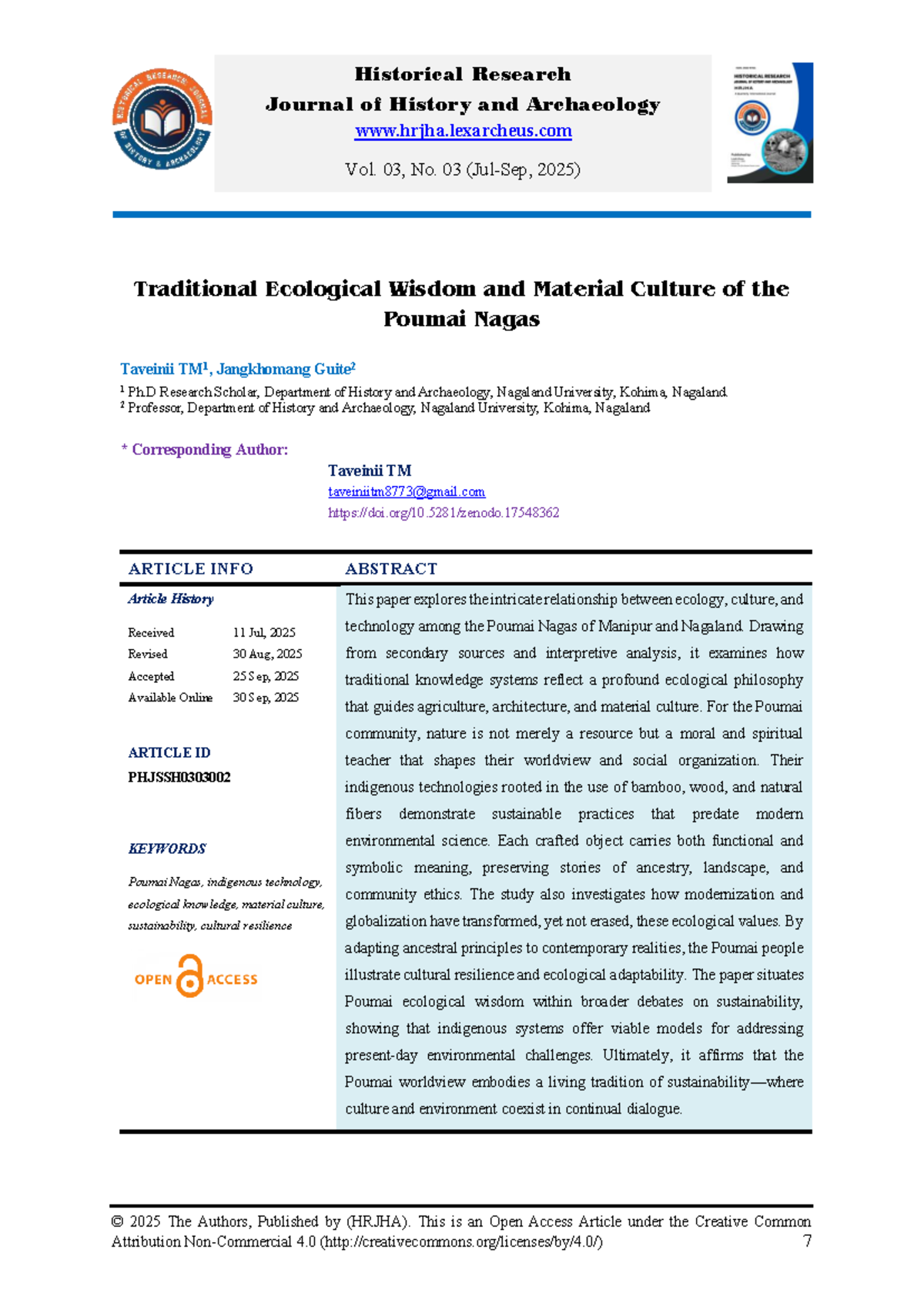 Traditional Ecological Wisdom and Material Culture of the Poumai Nagas ...