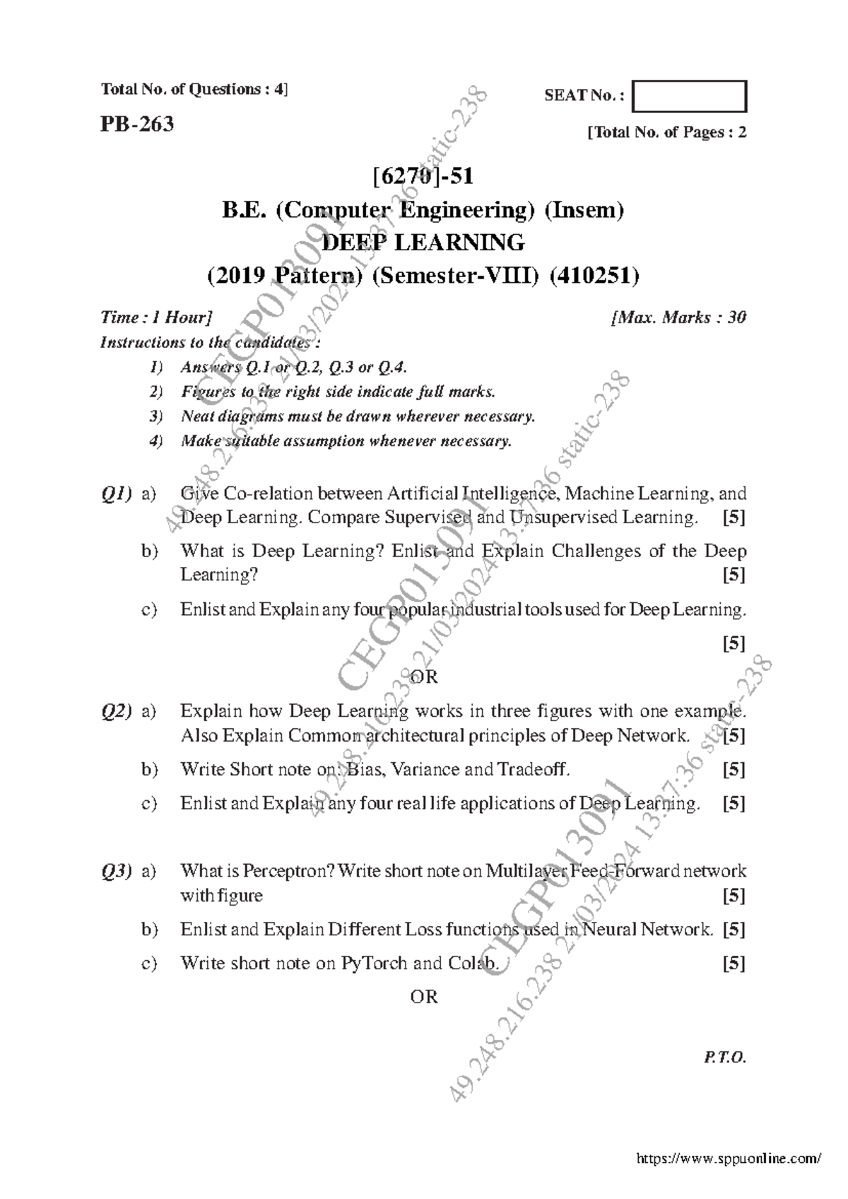 Be computer 8 sem deep learning mar 2024 - Total No. of Questions : 4 ...