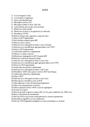 Check LIST ACLS - Passo a passo sobre ACLS - MANEJO DA PCR INICIAR COM ...