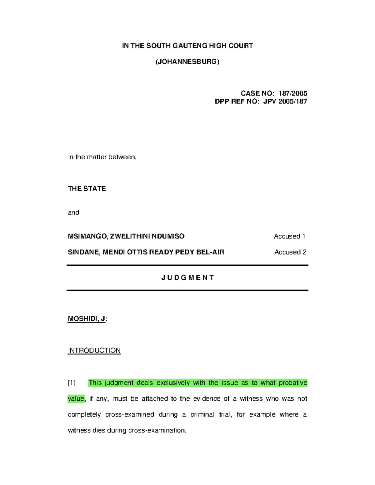 S v Msimango - Legal Analysis of Witness Evidence in Criminal Trials ...