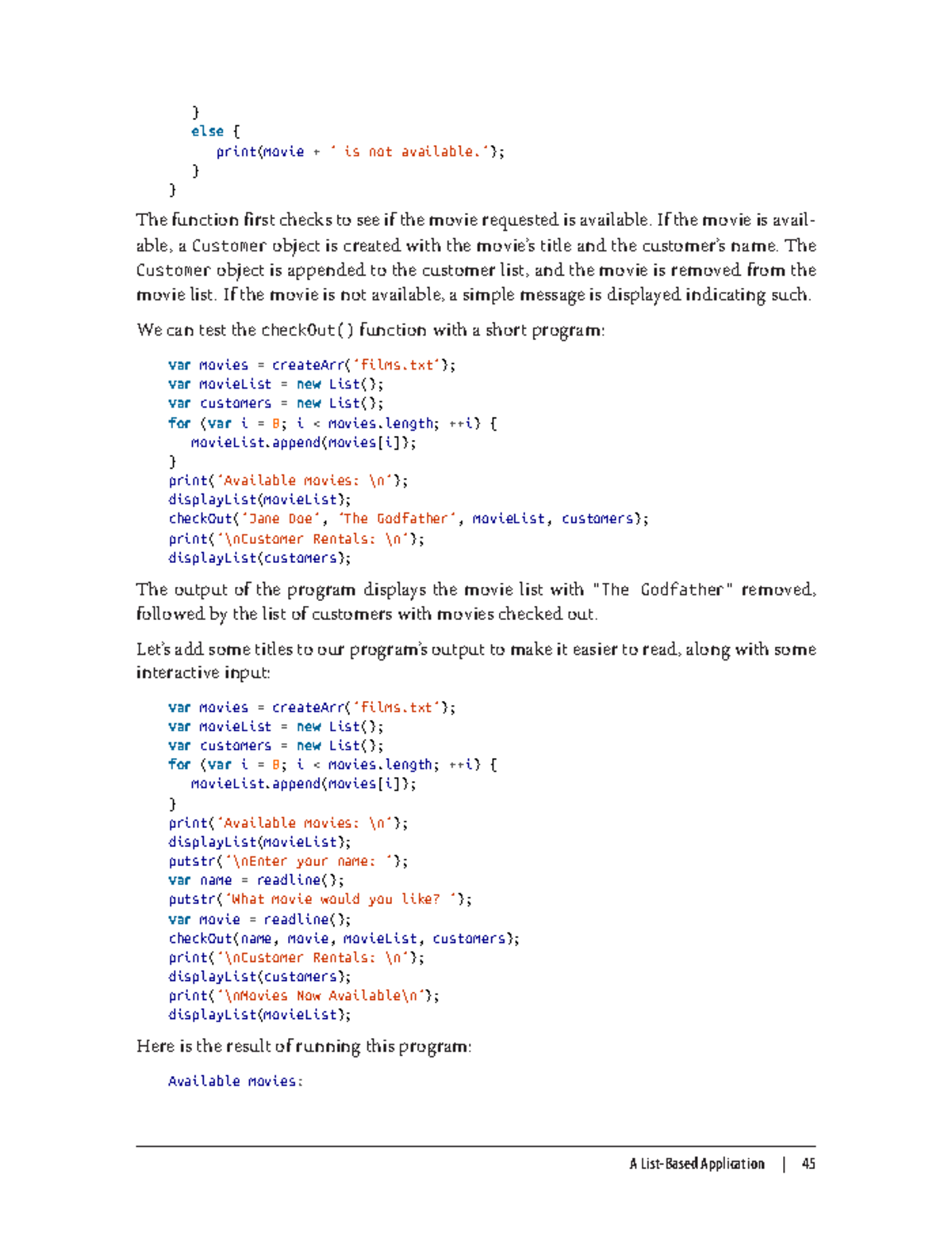 Data Structures and Algorithms with Java Script - } else { print(movie ...