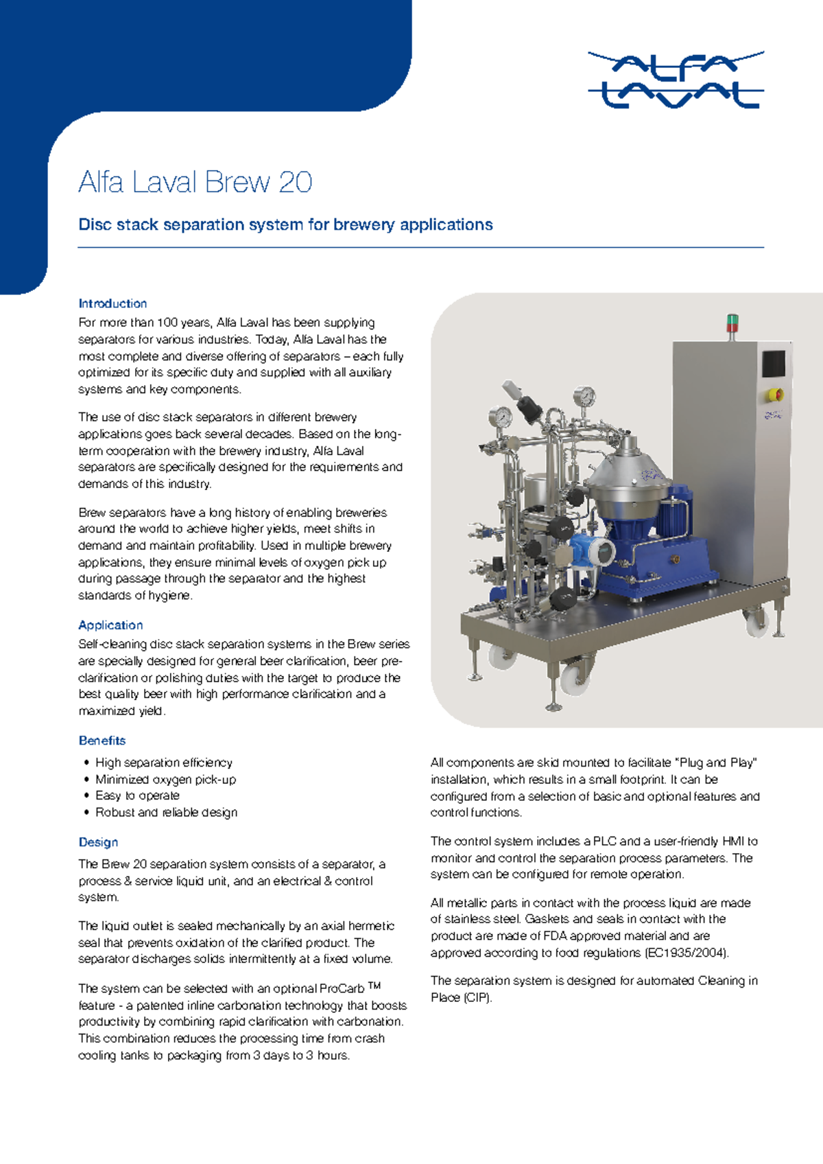 Brew-20 product-leaflet - Alfa Laval Brew 20 Disc stack separation ...