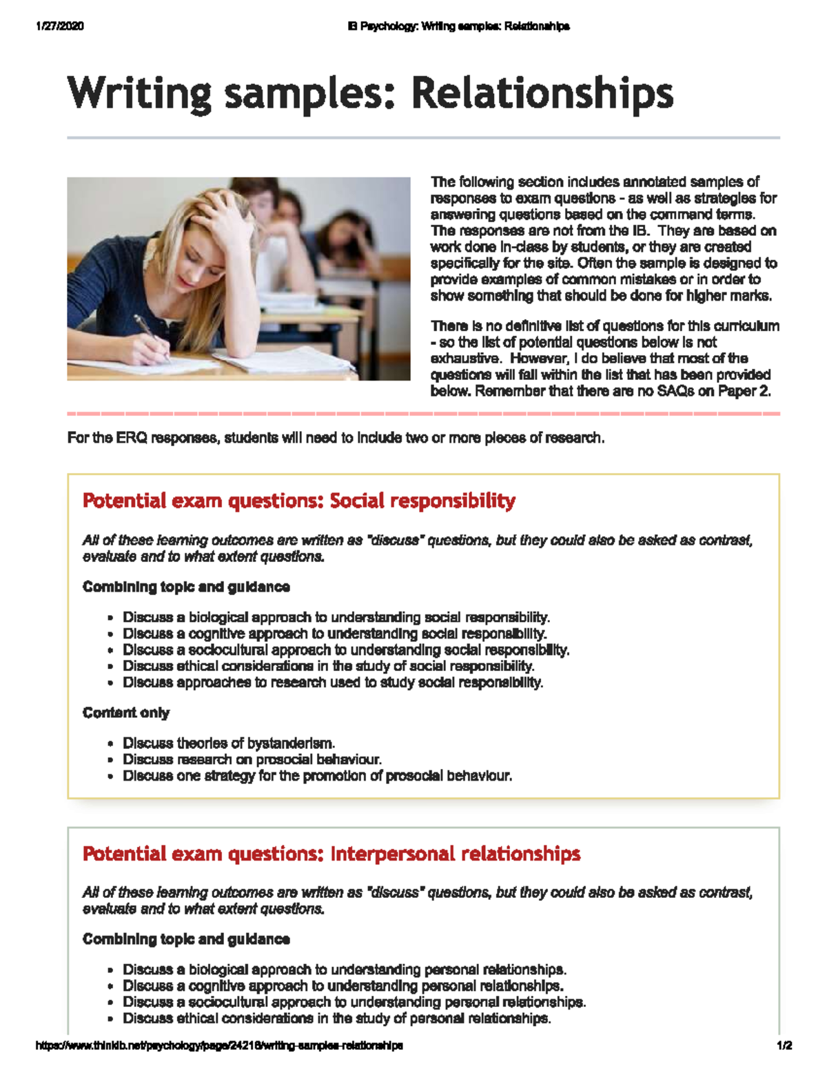 POHR Sample Ques - dsdsdfssd - IB Psychology: Writing samples ...