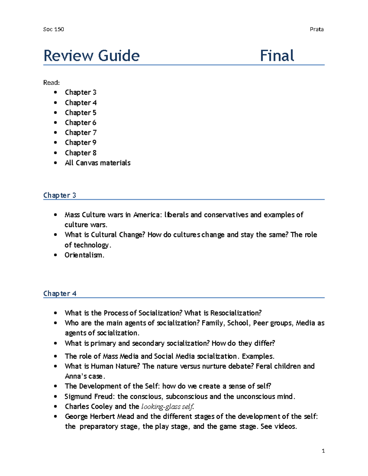 Updatedreview Guide 4final FALL 24 - Review Guide Final Read: · Chapter ...
