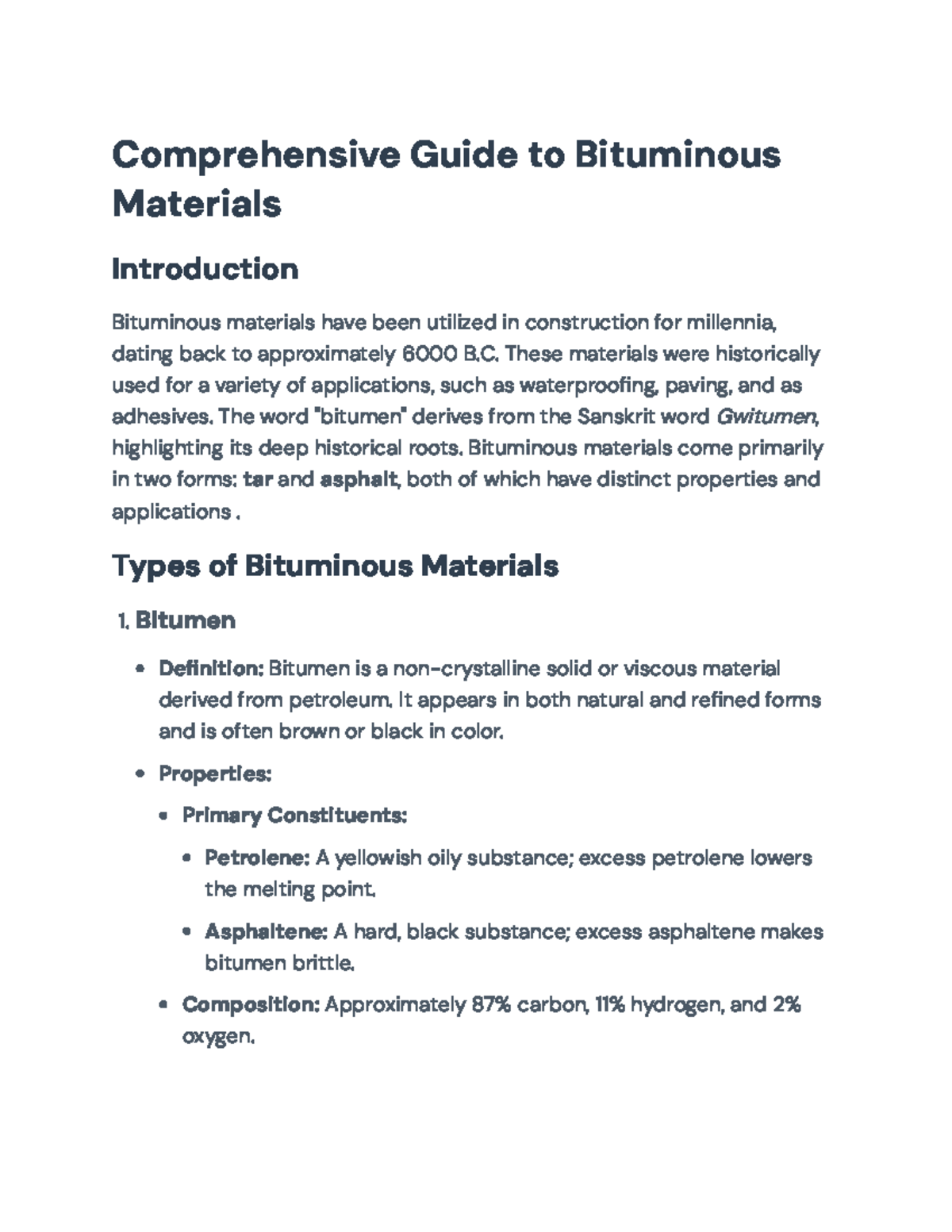 Comprehensive Overview of Bituminous Materials and Their Applications ...
