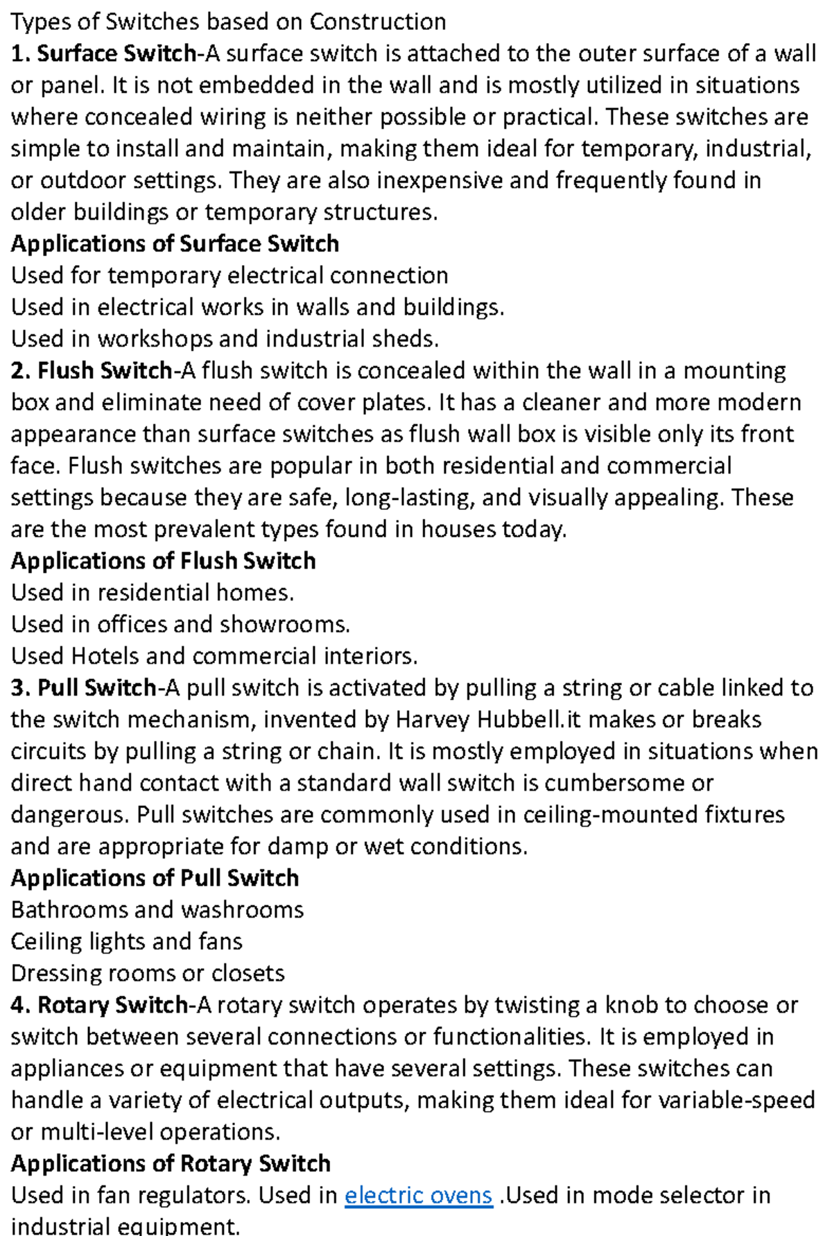 Types of Switches and Connectors: A Comprehensive Guide (EE 101) - Studocu