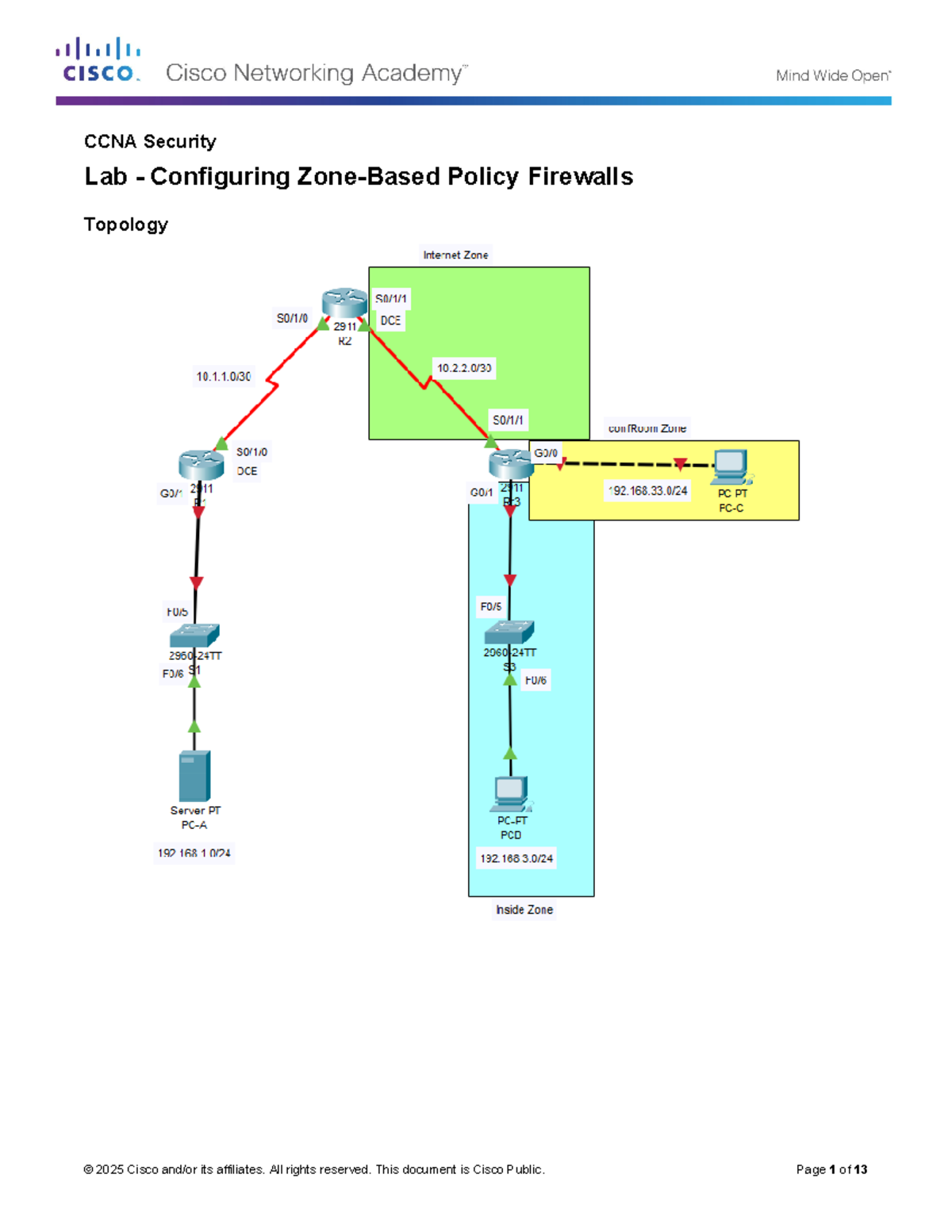 4.4.1.2 Lab - Configuring Zone-Based Policy Firewalls PT-1 - CCNA ...