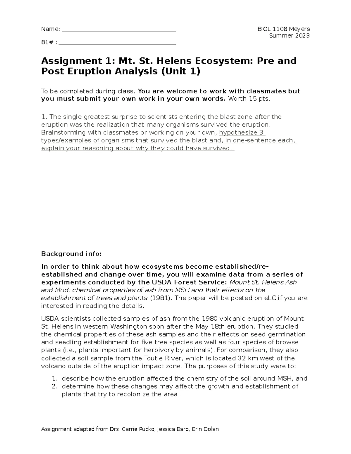 BIOL 1108L Lab Report: Autotrophs in Lake Ecosystem Analysis - Studocu