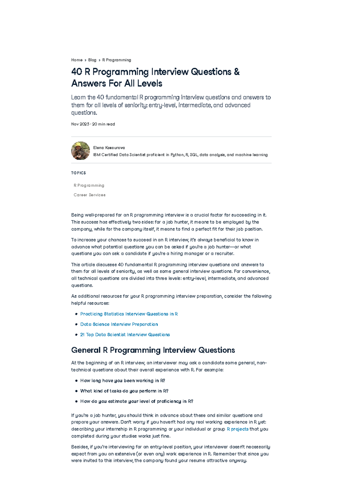 40 Essential R Programming Interview Questions & Answers (All Levels ...