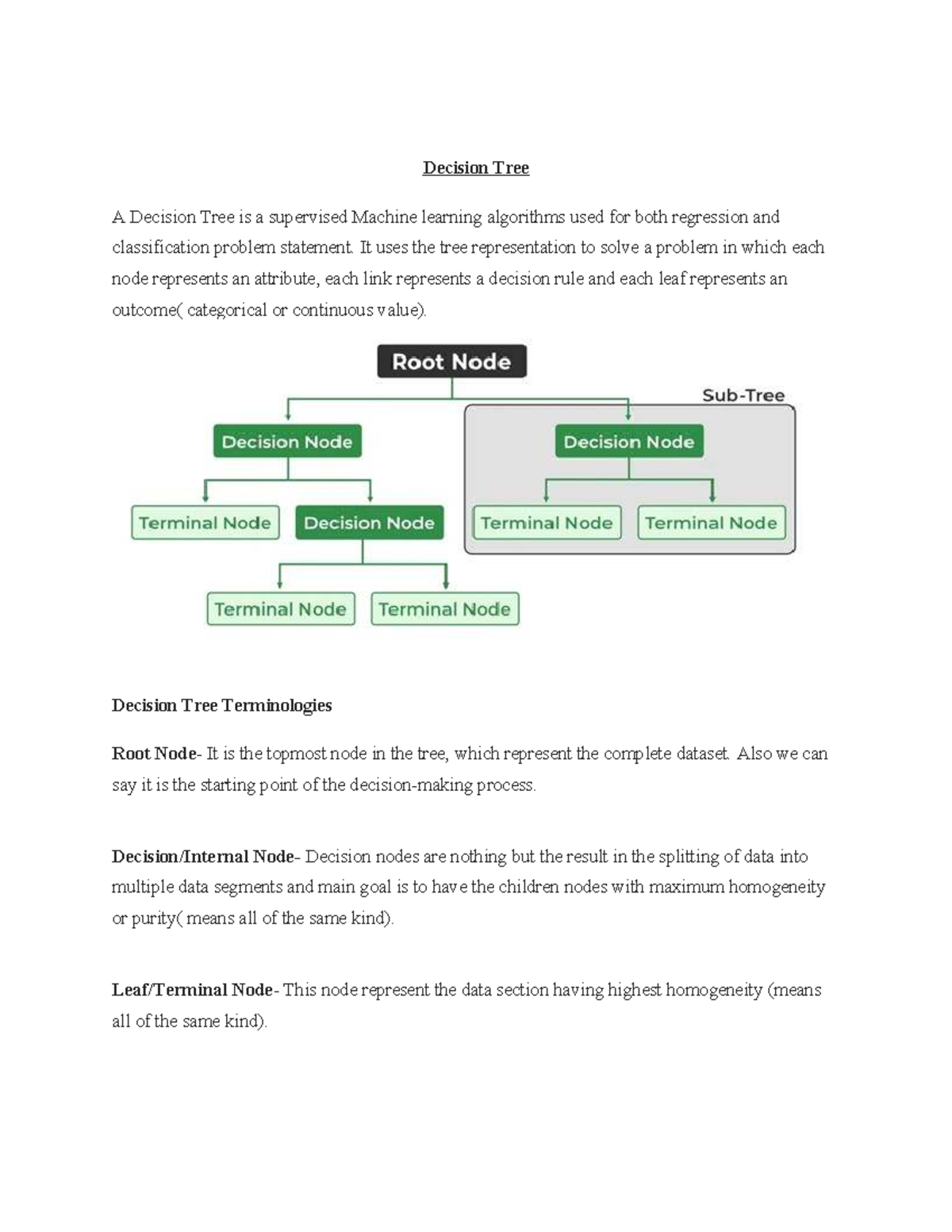 Decision Tree Overview: Concepts, Advantages, and Steps - Studocu