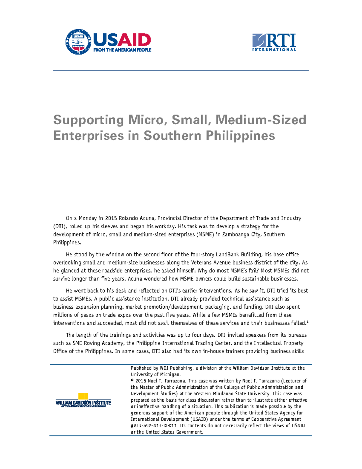 Case Study on MSME Development in Public Administration (PA 101) - Studocu