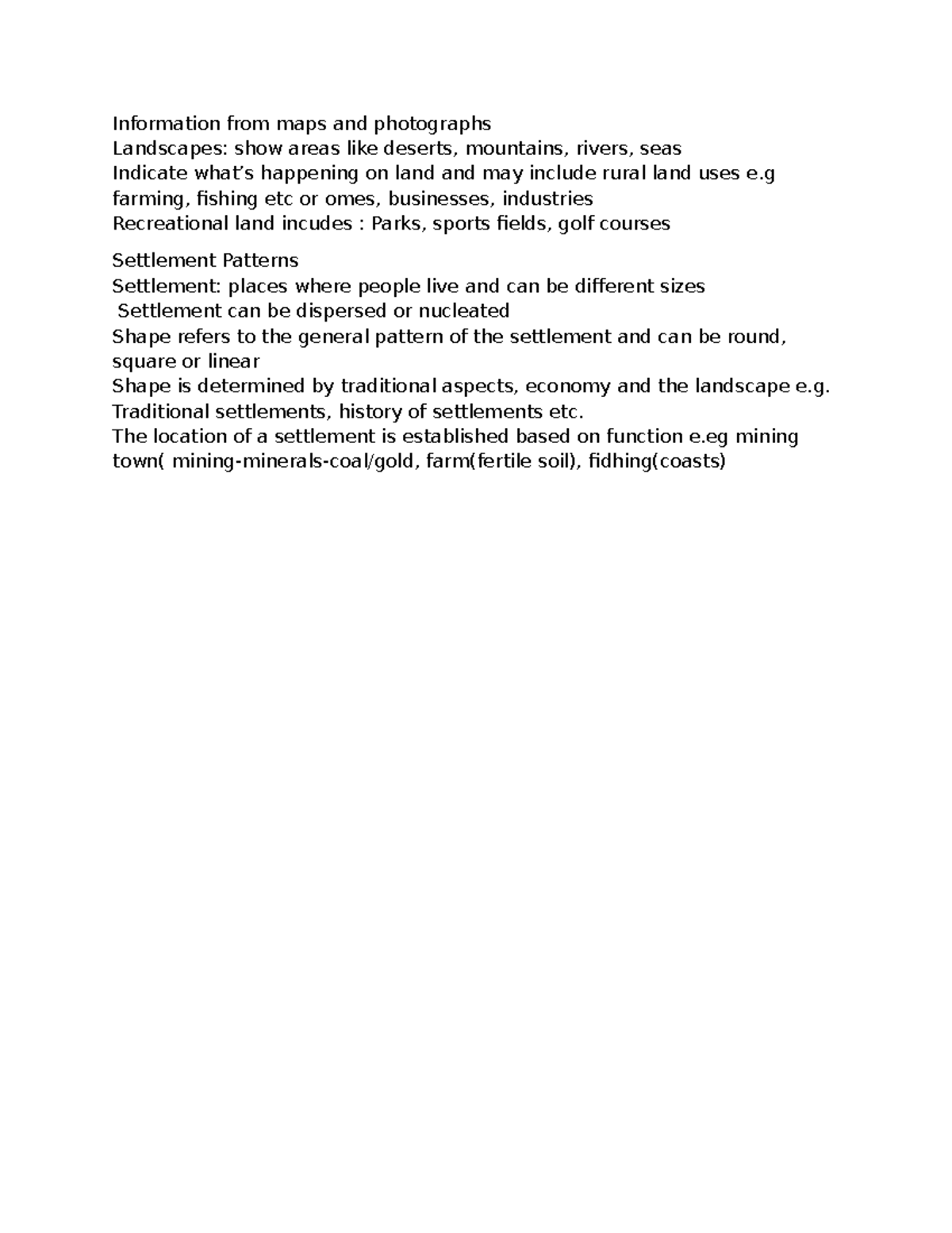 Geo 2024v2 - Overview of Settlement Patterns and Landscapes Notes - Studocu