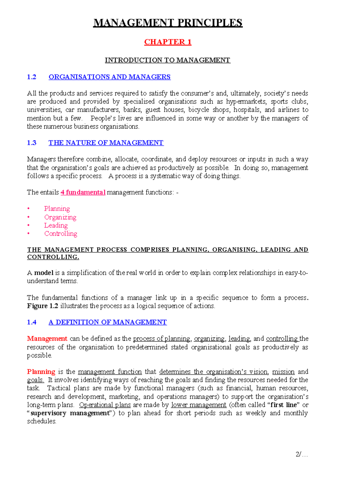 MNG2601 Management Principles: Chapter 1 - Introduction to Management ...