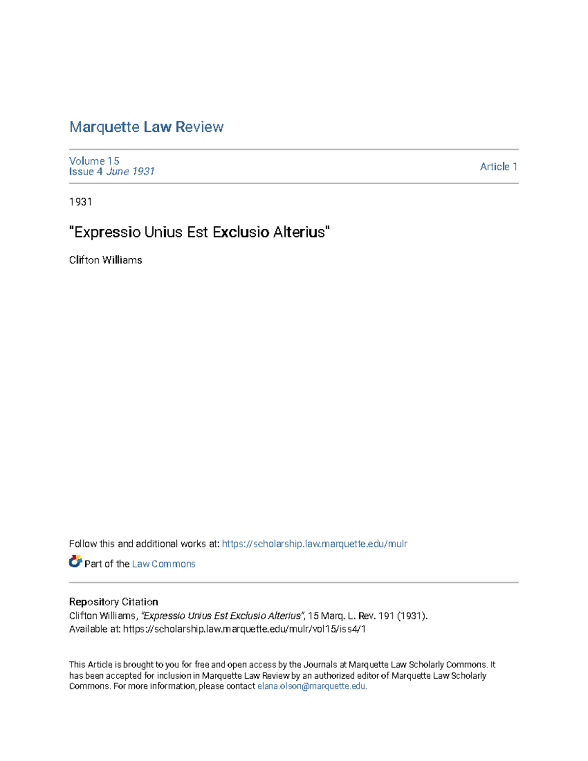 Analyzing the Title: Expressio Unius Est Exclusio Alterius New Title ...