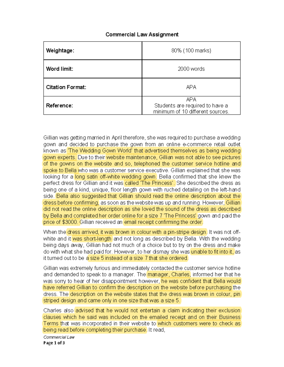 Commercial Law Assignment: Legal Principles & Exclusion Clauses - Studocu