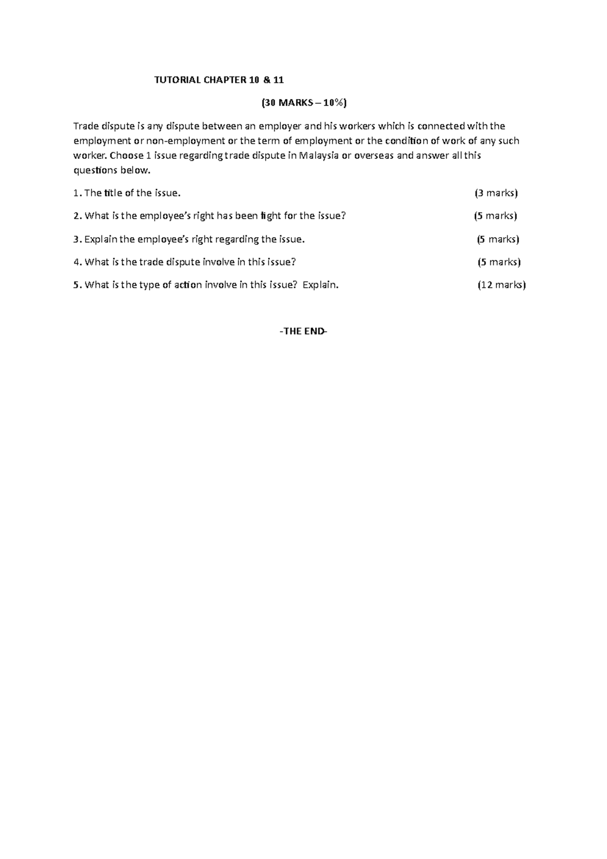 Exercise and Tutorial Chapter 10 & 11 (obm340) - TUTORIAL CHAPTER 10 ...