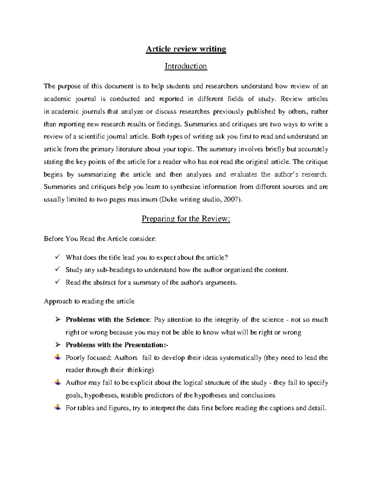 Article Review Writing Format Steps: Exam Preparation Guide - Studocu
