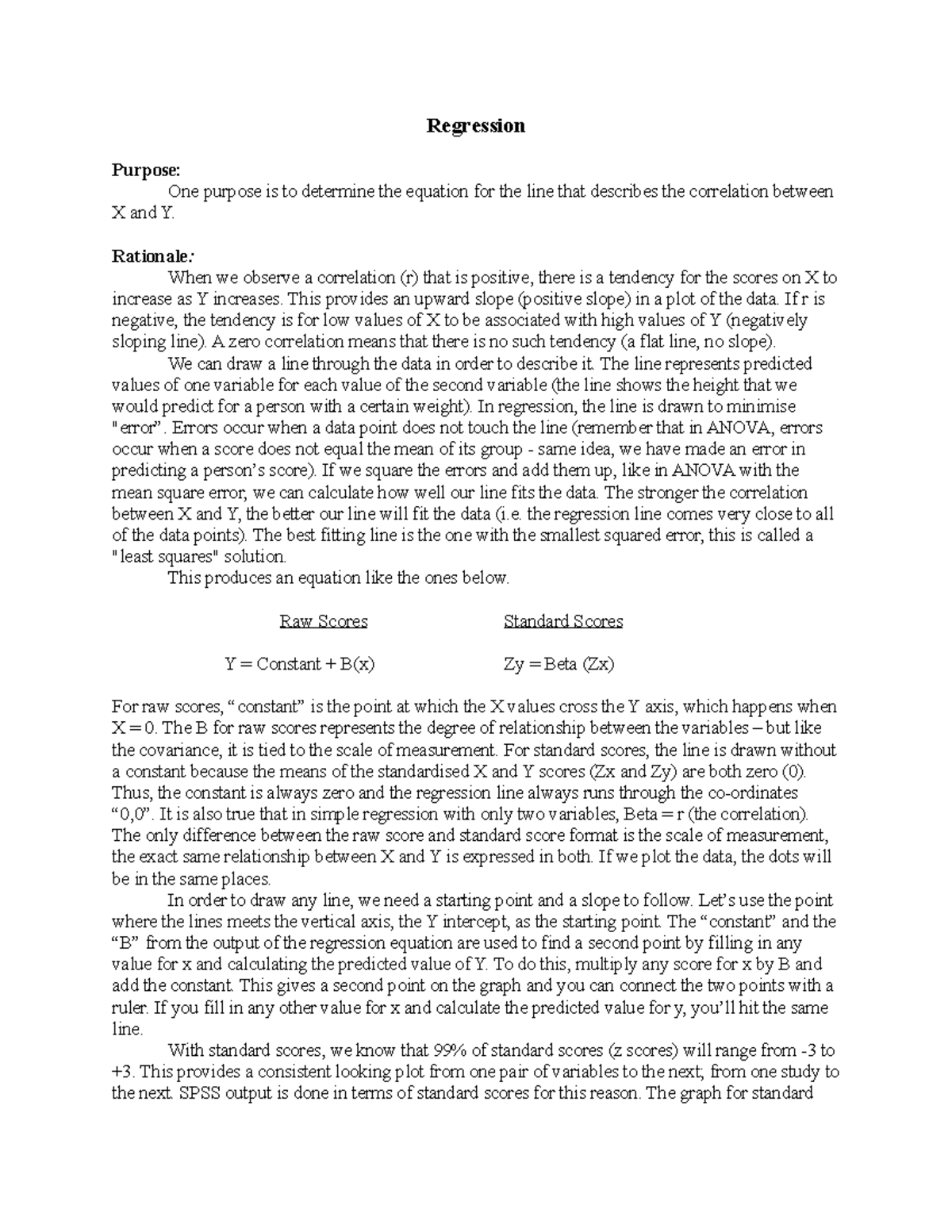 Regression Analysis for Exam Preparation and Assignments (Course Code ...