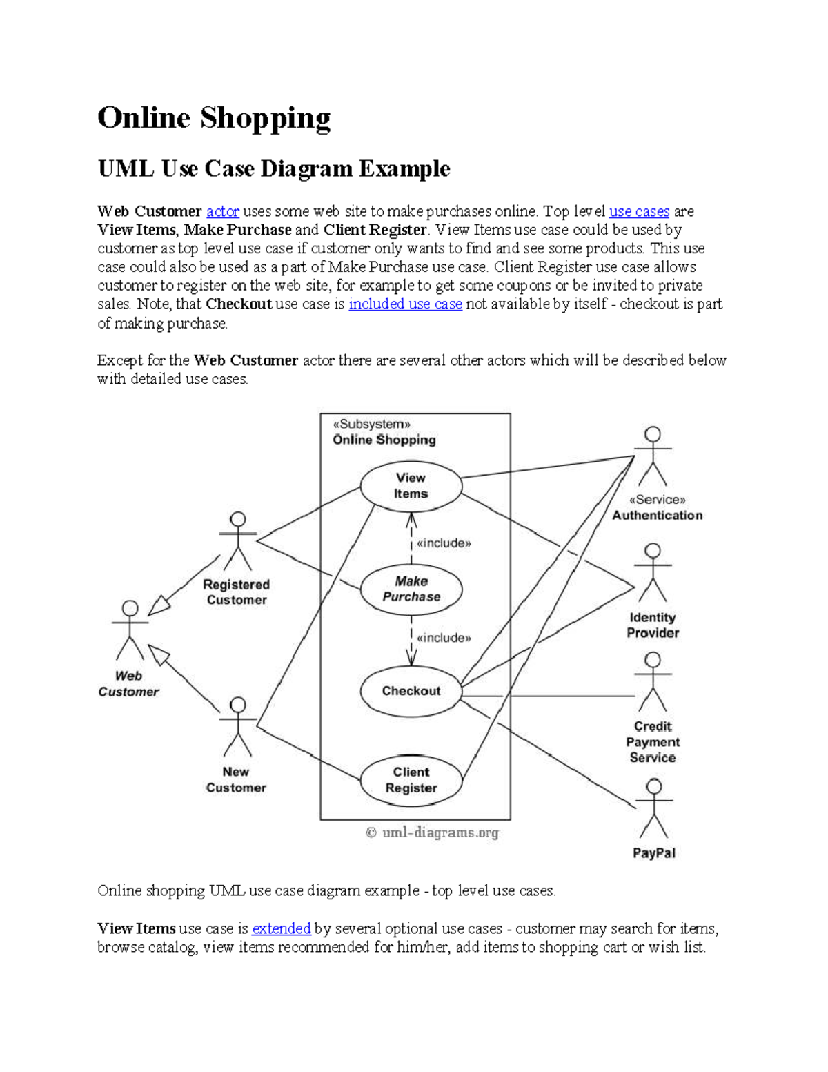 UML Use Case and Activity Diagrams for Online Shopping (247209958 ...