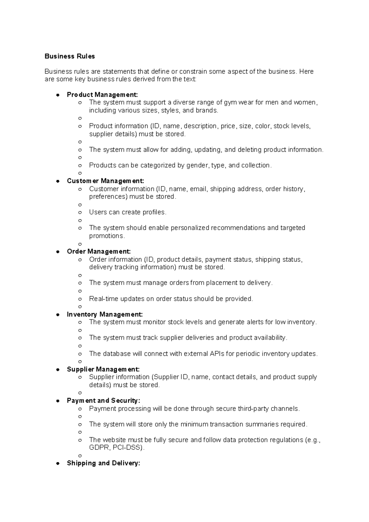 Business Rules for E-Commerce System (BUS 101) - Studocu