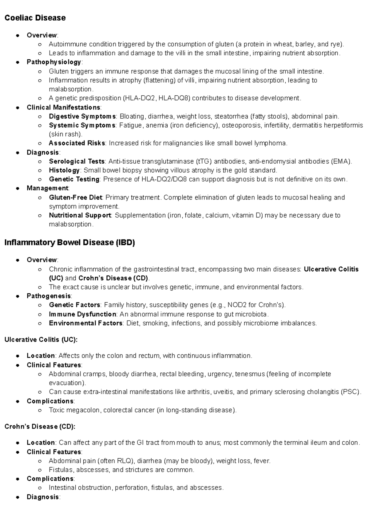 MEDC0003 - Week 6 Lecture Notes: Overview of Gastrointestinal Disorders ...