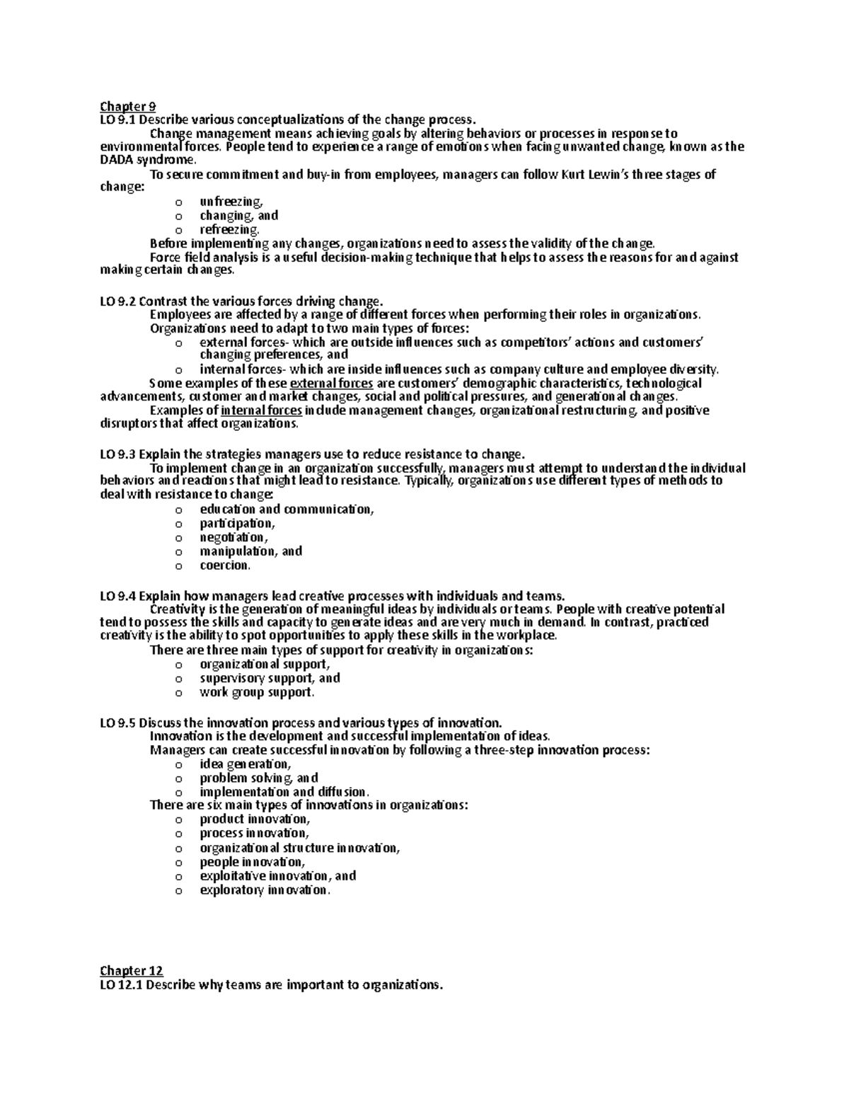 Exam 3 Study Guide - Exam 3 - Chapter 9 LO 9 Describe various ...