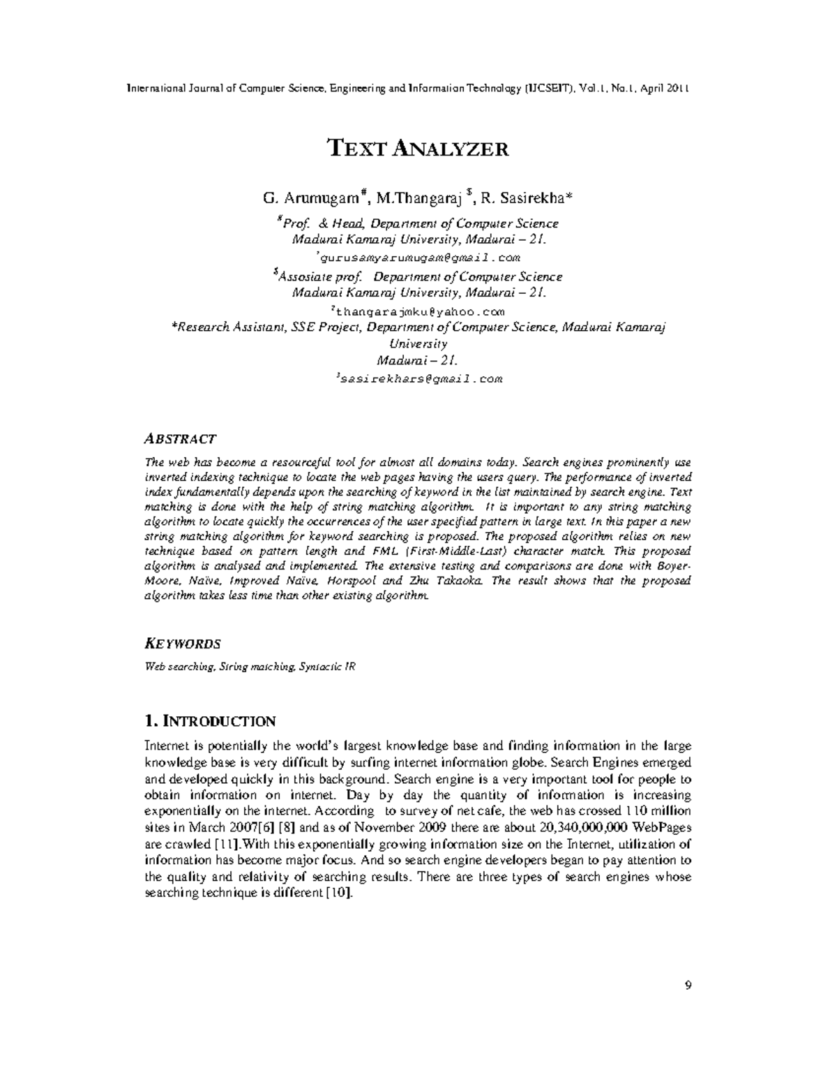 Proposed String Matching Algorithm for Efficient Web Search (IJCSEIT ...