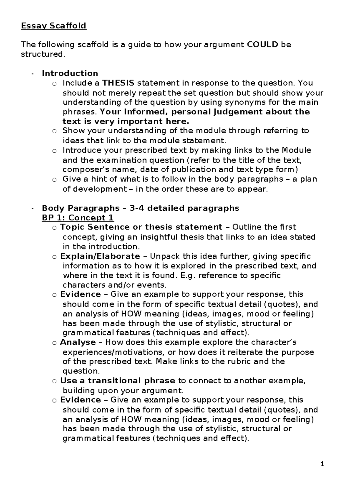 Essay Scaffold Guide for 2019: Structuring Your Argument - Studocu