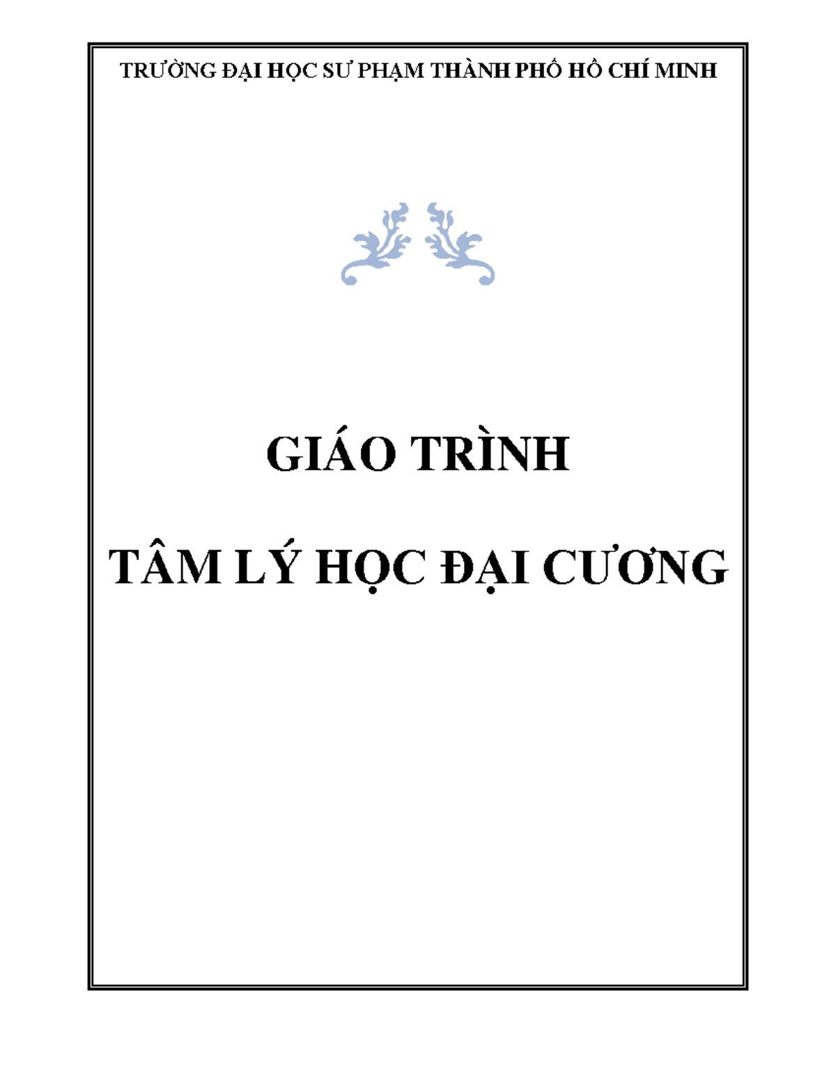 Giáo Trình Tâm Lý Học Đại Cương - Trường Đại Học SP HCM - Document Preview