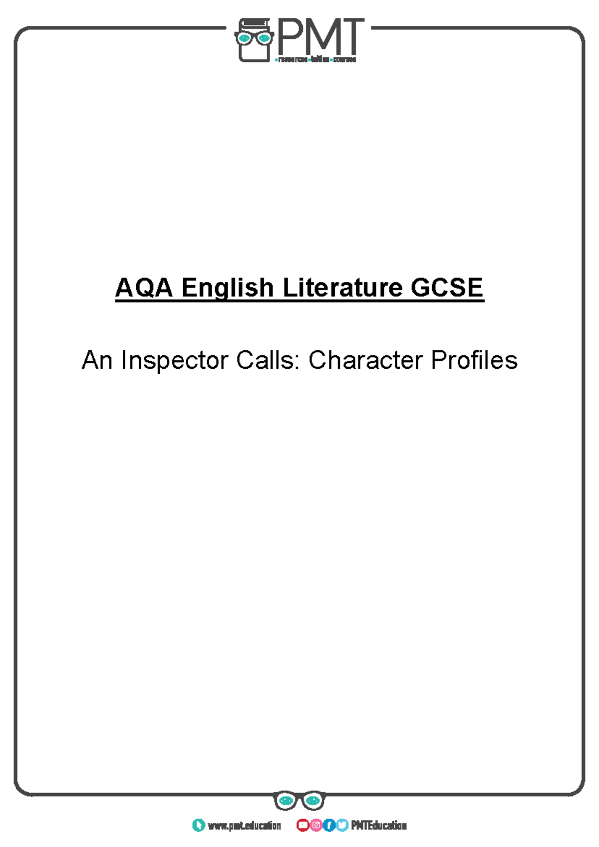 AQA GCSE English Literature: An Inspector Calls Character Analysis ...