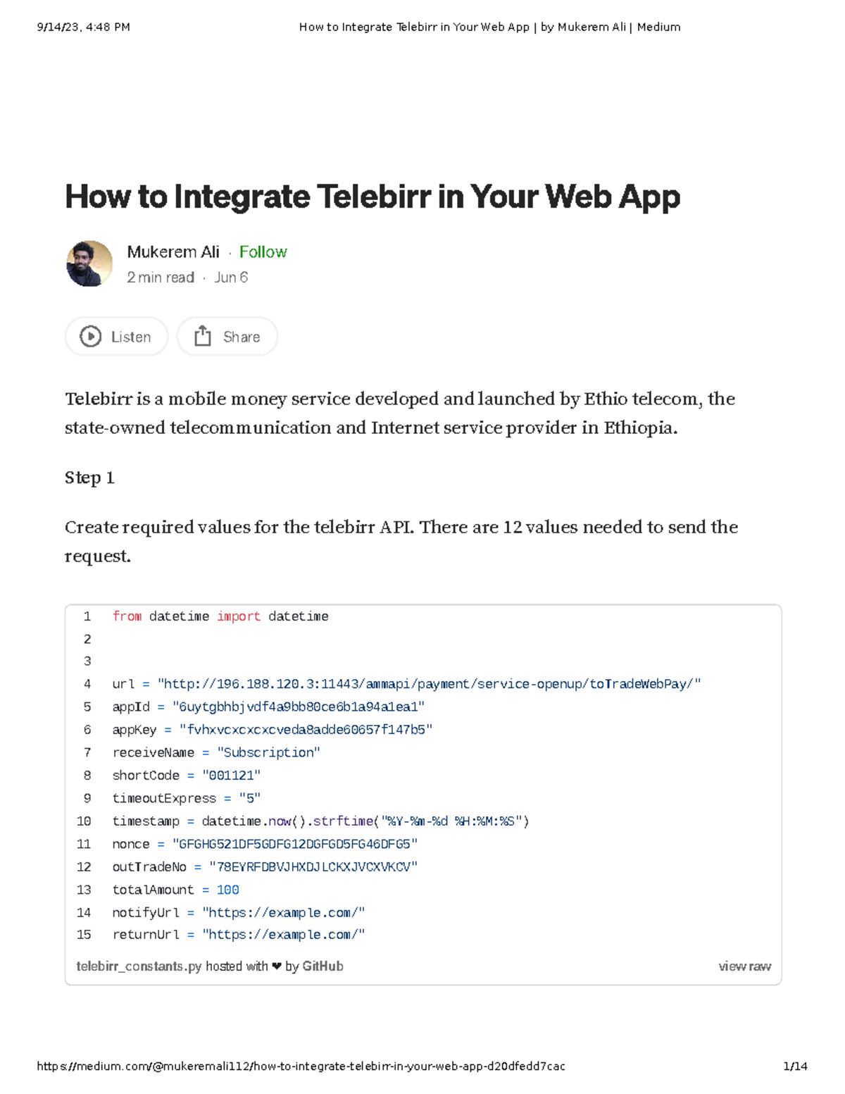 Integrating Telebirr into Your Web App: A Step-by-Step Guide - Studocu