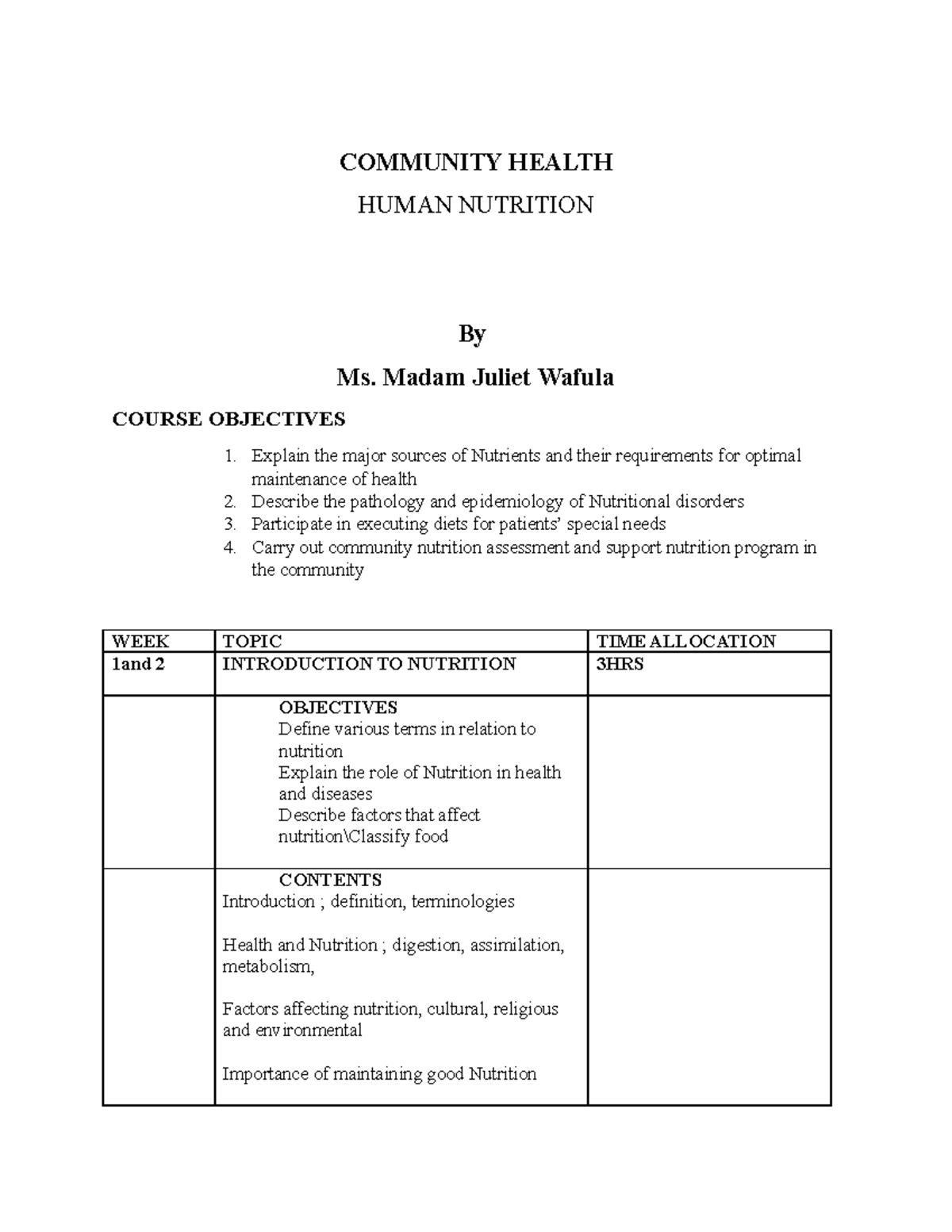 Nutrition and Community Health Notes (CH 101) - Studocu