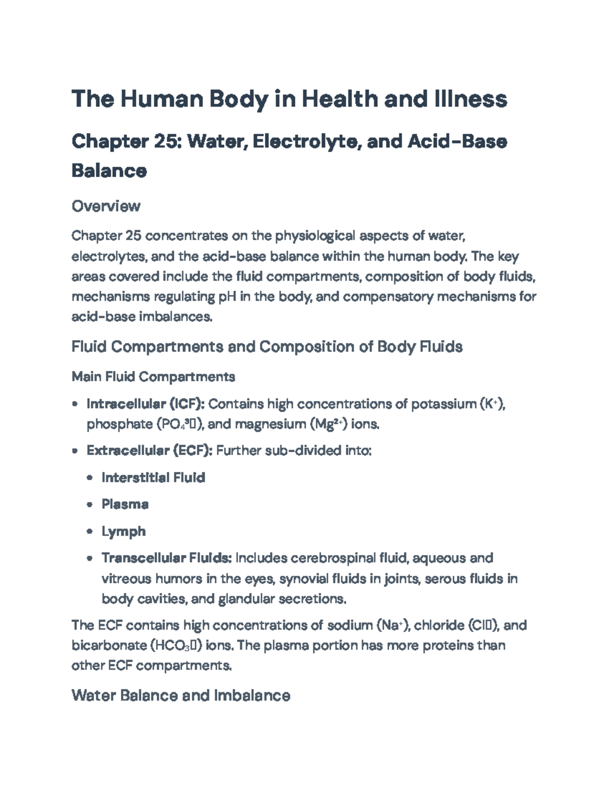 Human Body in Health and Illness: Water, Electrolyte & Acid-Base ...