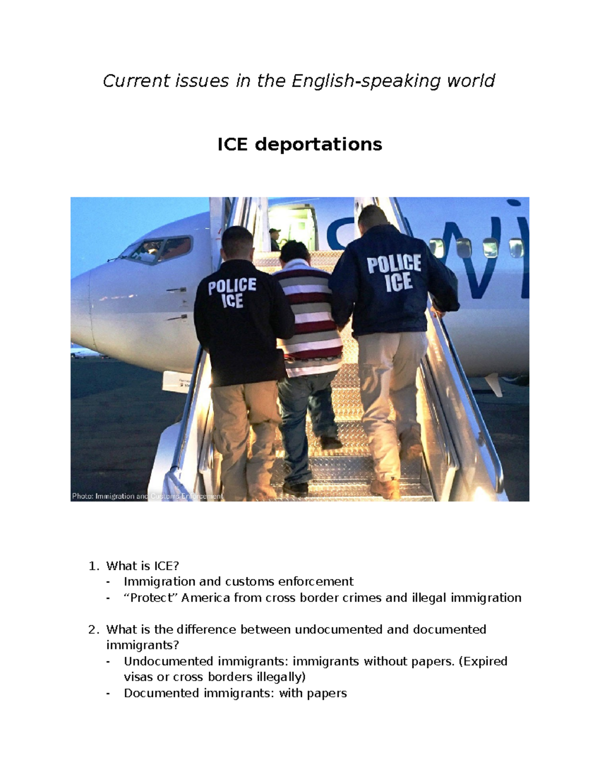 ICE Deportations: Key Issues and Constitutional Implications - Studocu
