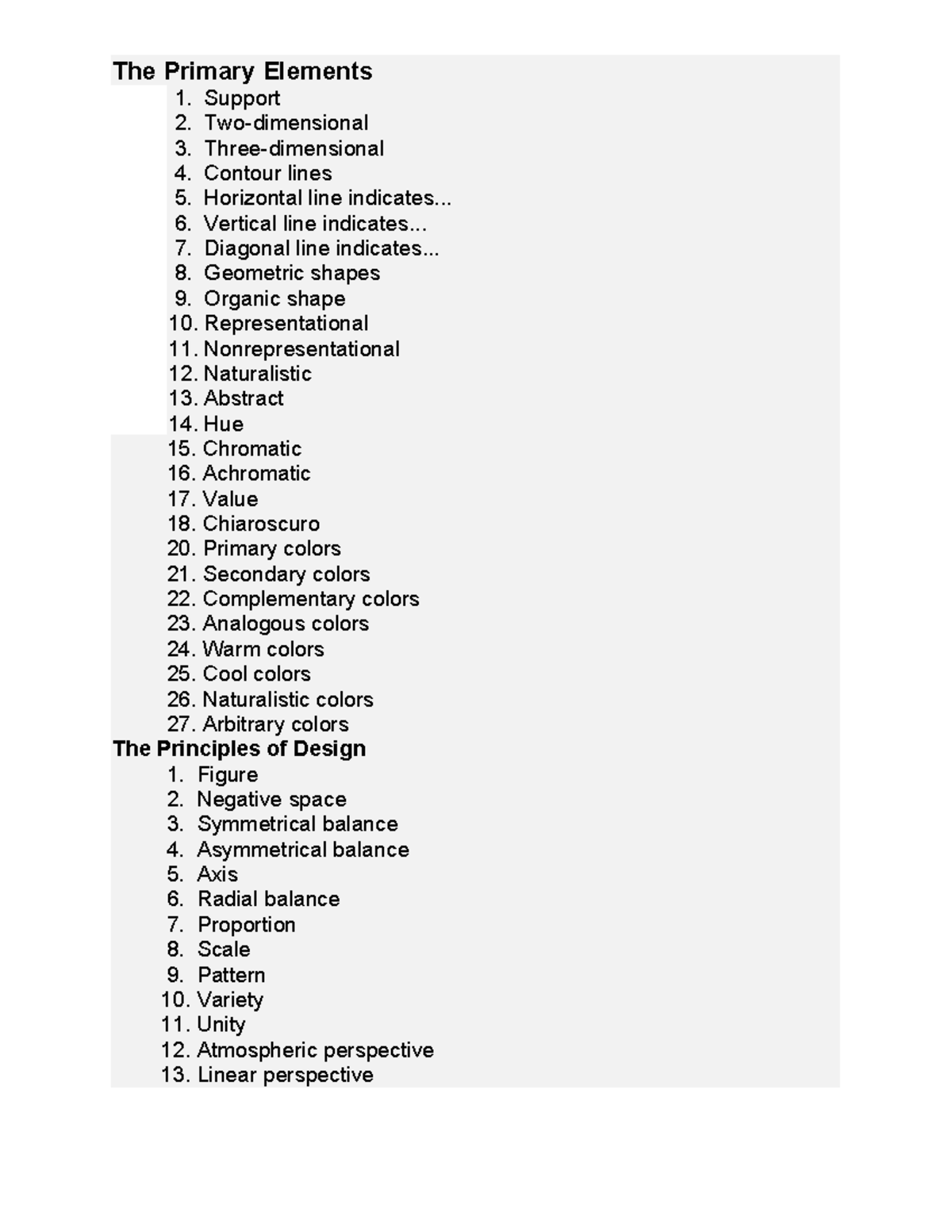 Art Elements and Principles Overview - Course Code: ART101 - Studocu