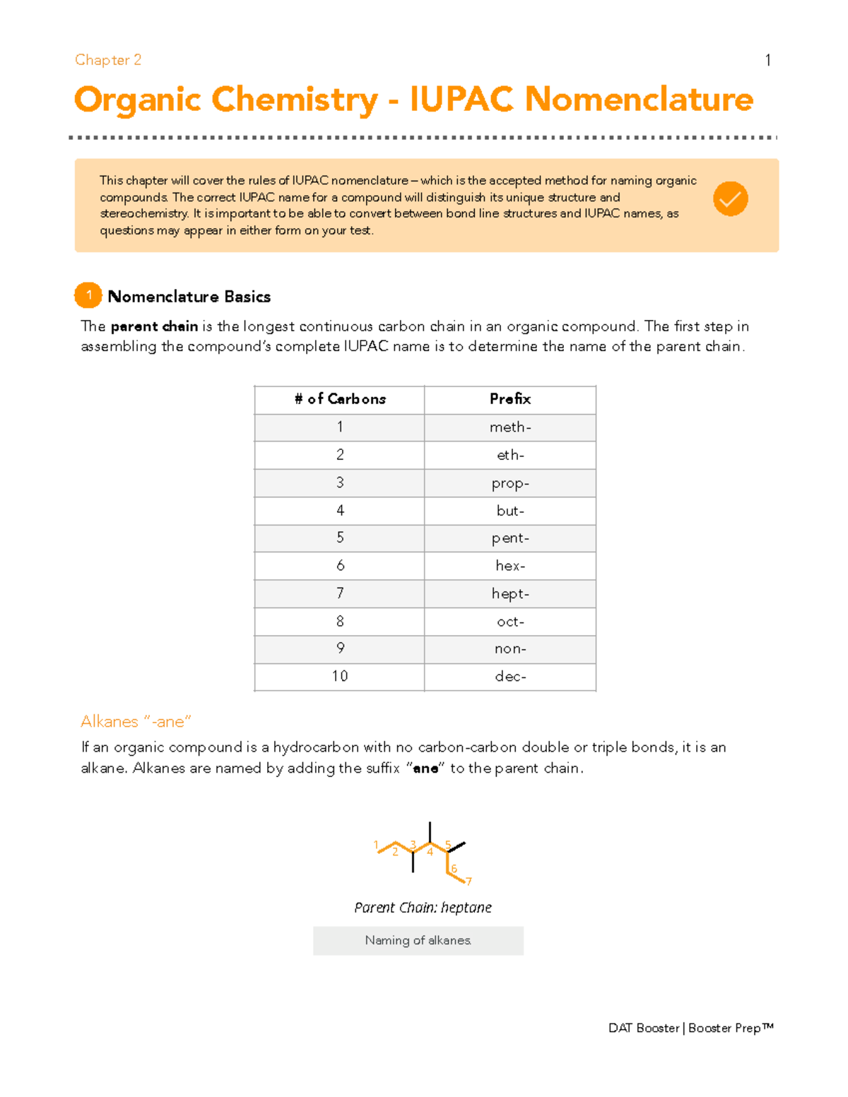 DAT Chapter 2: IUPAC Nomenclature Rules for Organic Compounds - Studocu