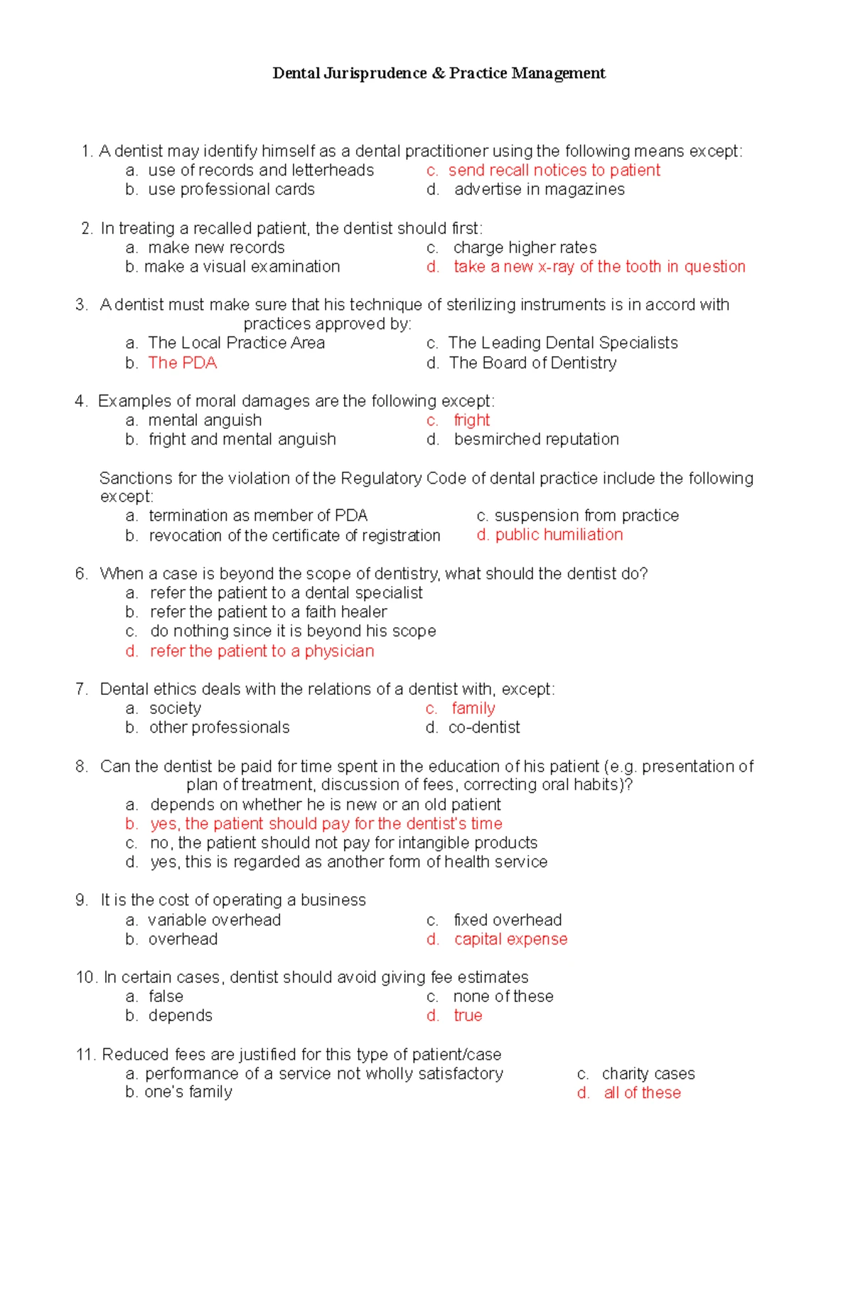 Endo-Perio Board exam questions - 1 point Mark only one oval. marginal ...