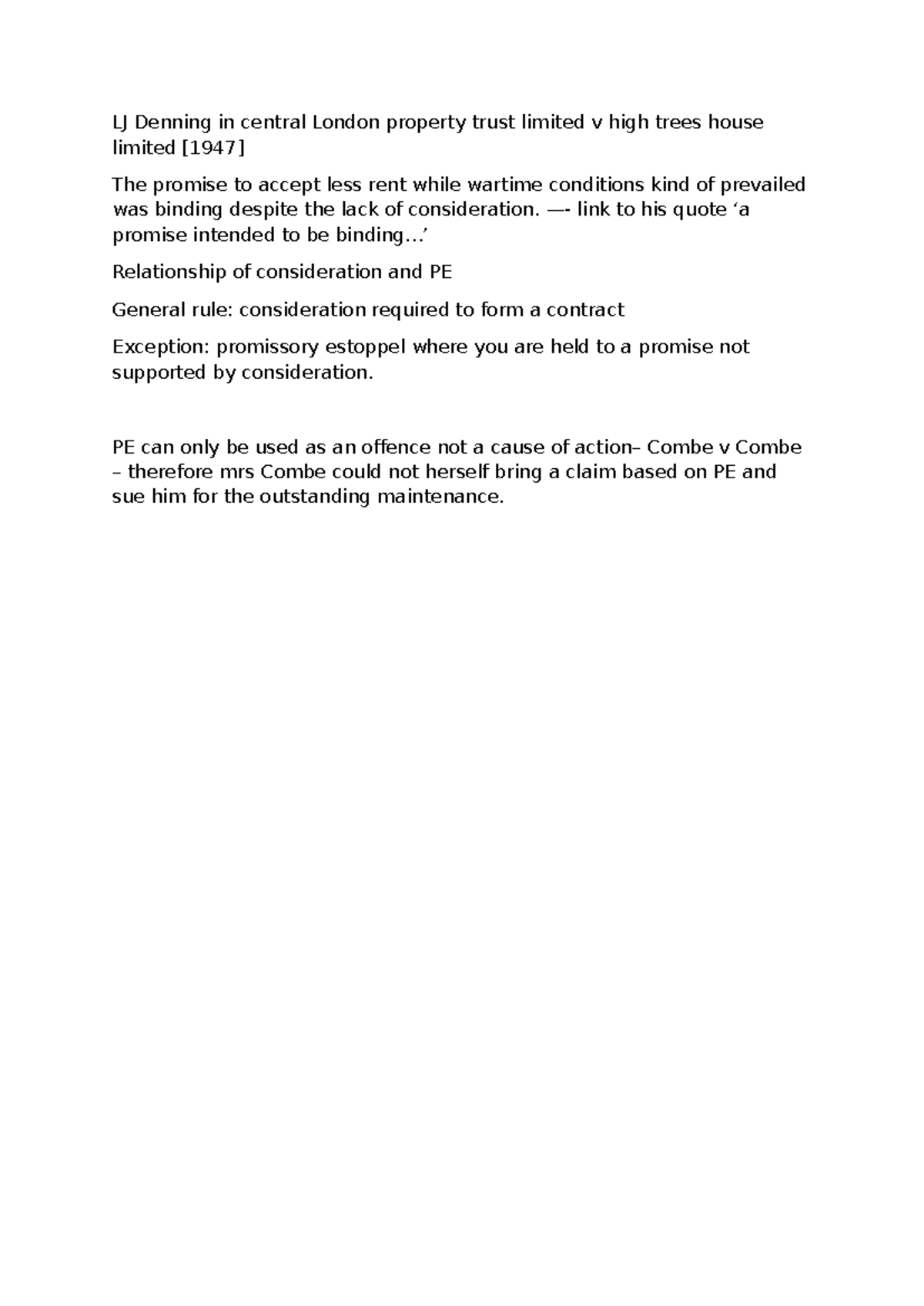 LJ Denning & Promissory Estoppel Notes: Key Cases & Principles - Studocu