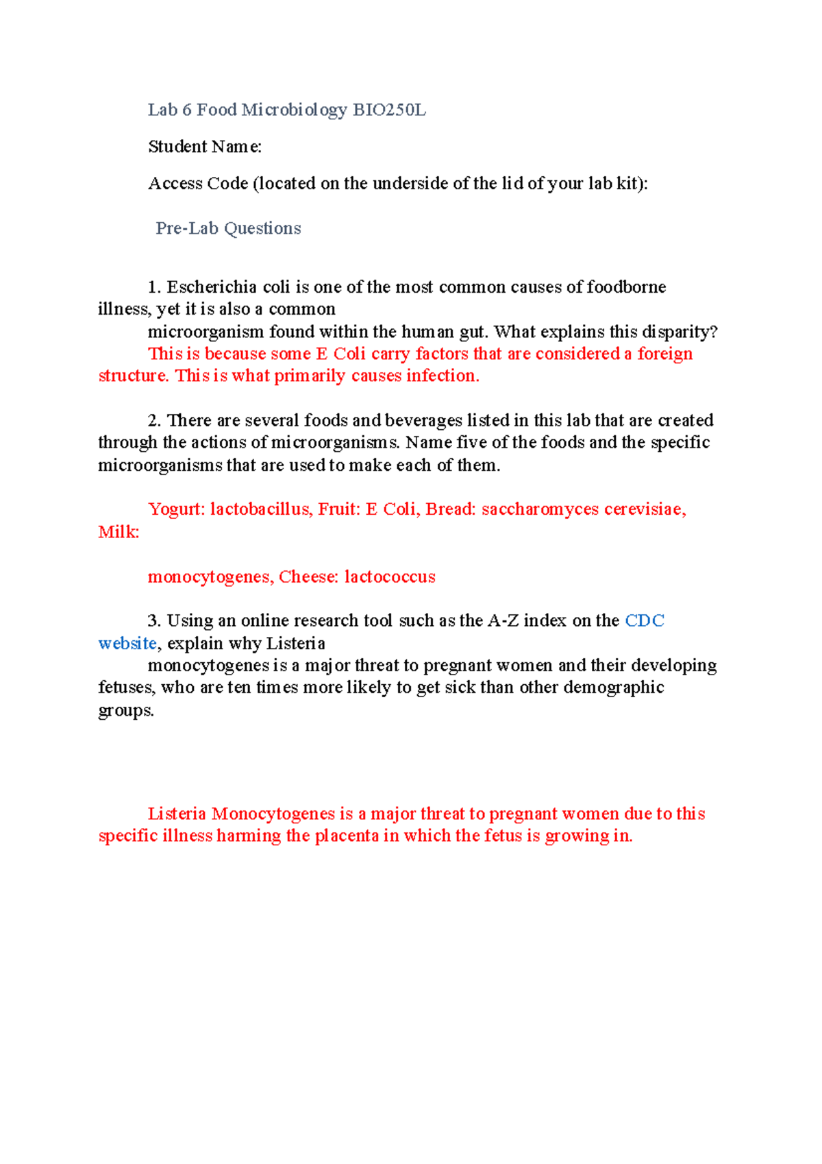 BIO250L+V2+Lab+6 - chapter covers food in microbiology - Lab 6 Food ...