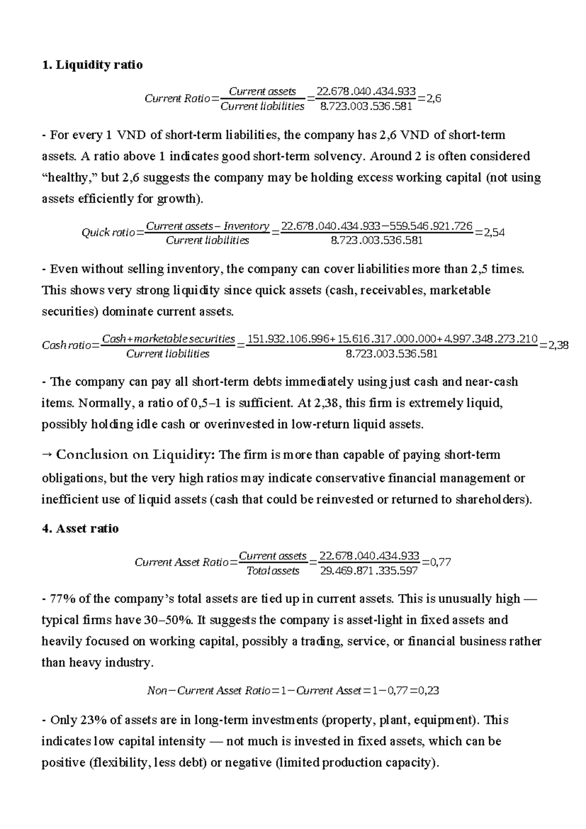 Liquidity Ratios Analysis for Financial Management - Studocu
