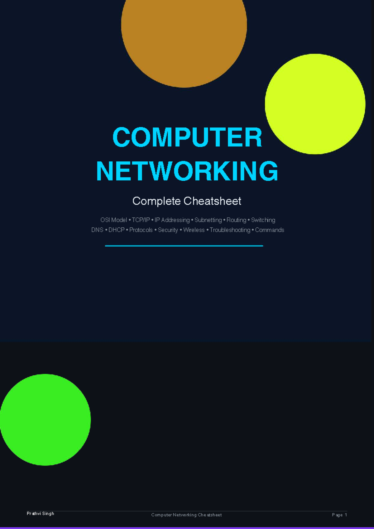 COMP 101 Computer Networking Complete Cheatsheet: OSI, IP, Routing ...