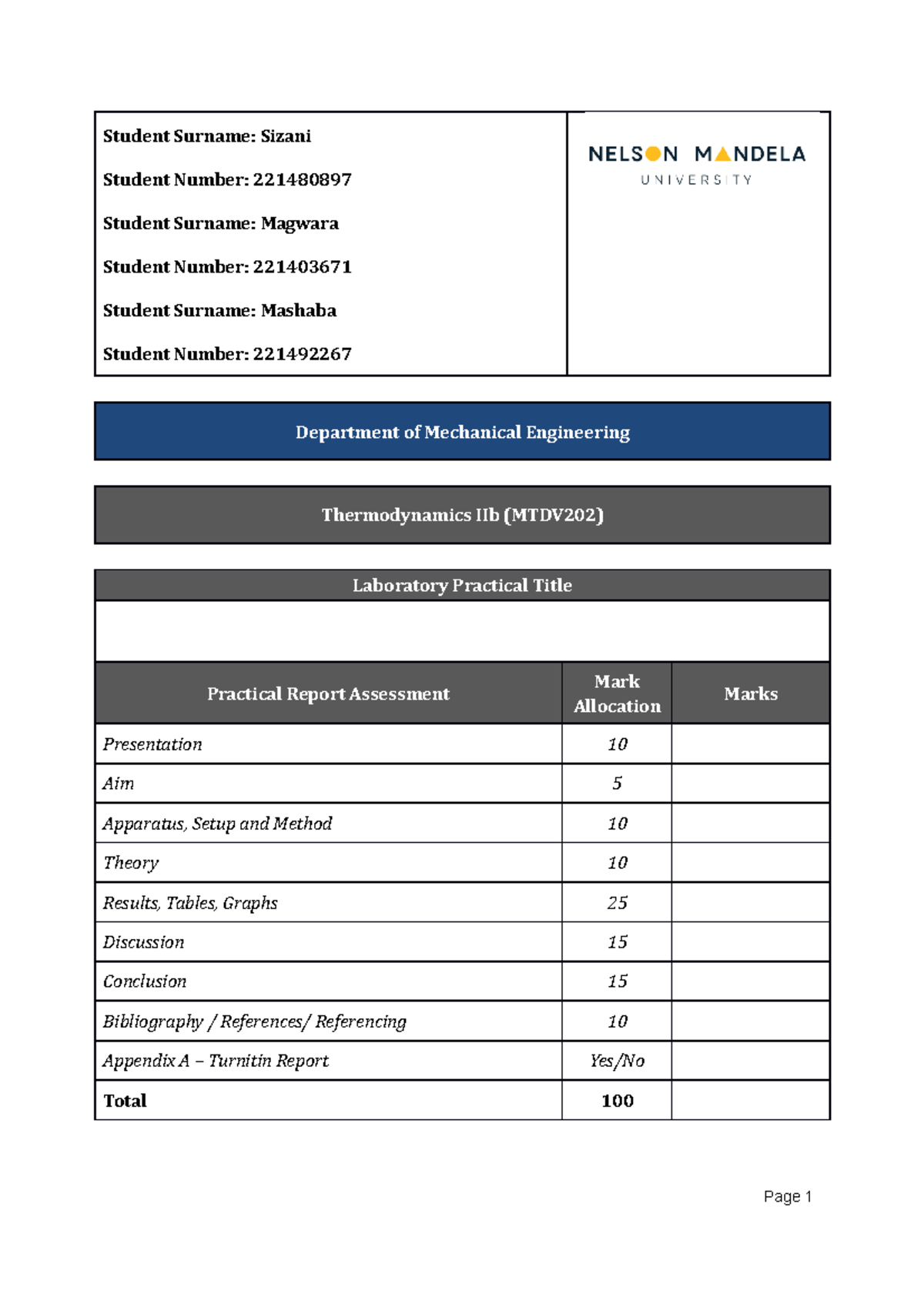 MTDV202 Pressure Measurement Practical Report Template - Studocu