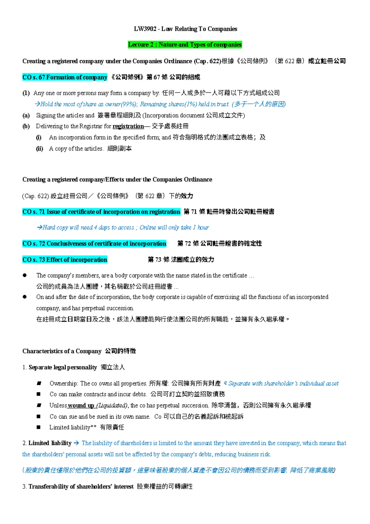 LW3902 - Lecture 10: Liquidation of Companies Explained - Studocu