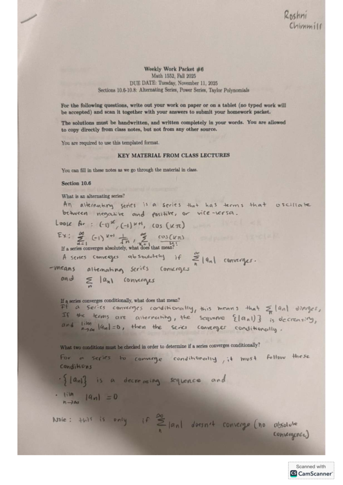 Math 1552 Weekly Work Packet: Alternating & Power Series, Fall 2025 ...