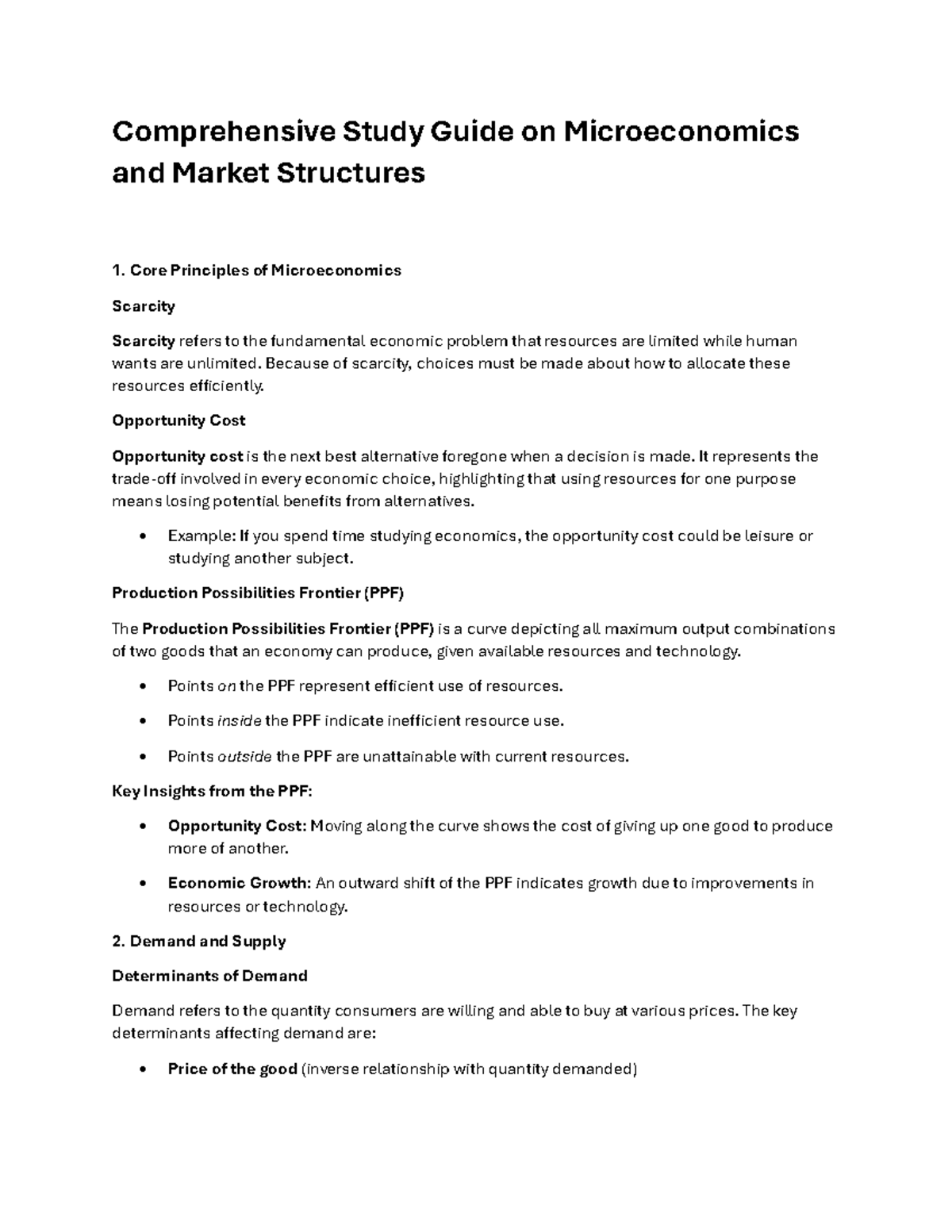 Microeconomics Study Guide: Core Principles & Market Structures - Studocu